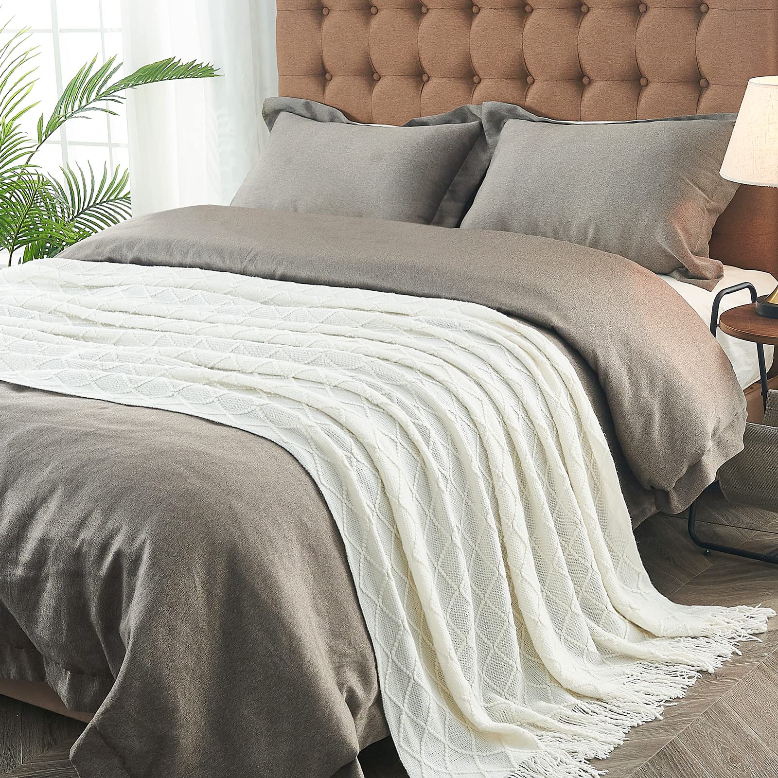 Foto 4 | Manta Tejida A Mano Para Sofá Y Cama, Color Blanquecino - Venta Internacional.