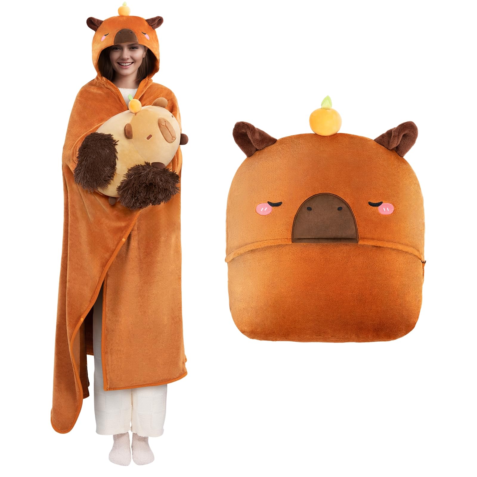 Manta Portátil Con Capucha Mewaii Ultimate Sofdness Capybara - Venta Internacional.
