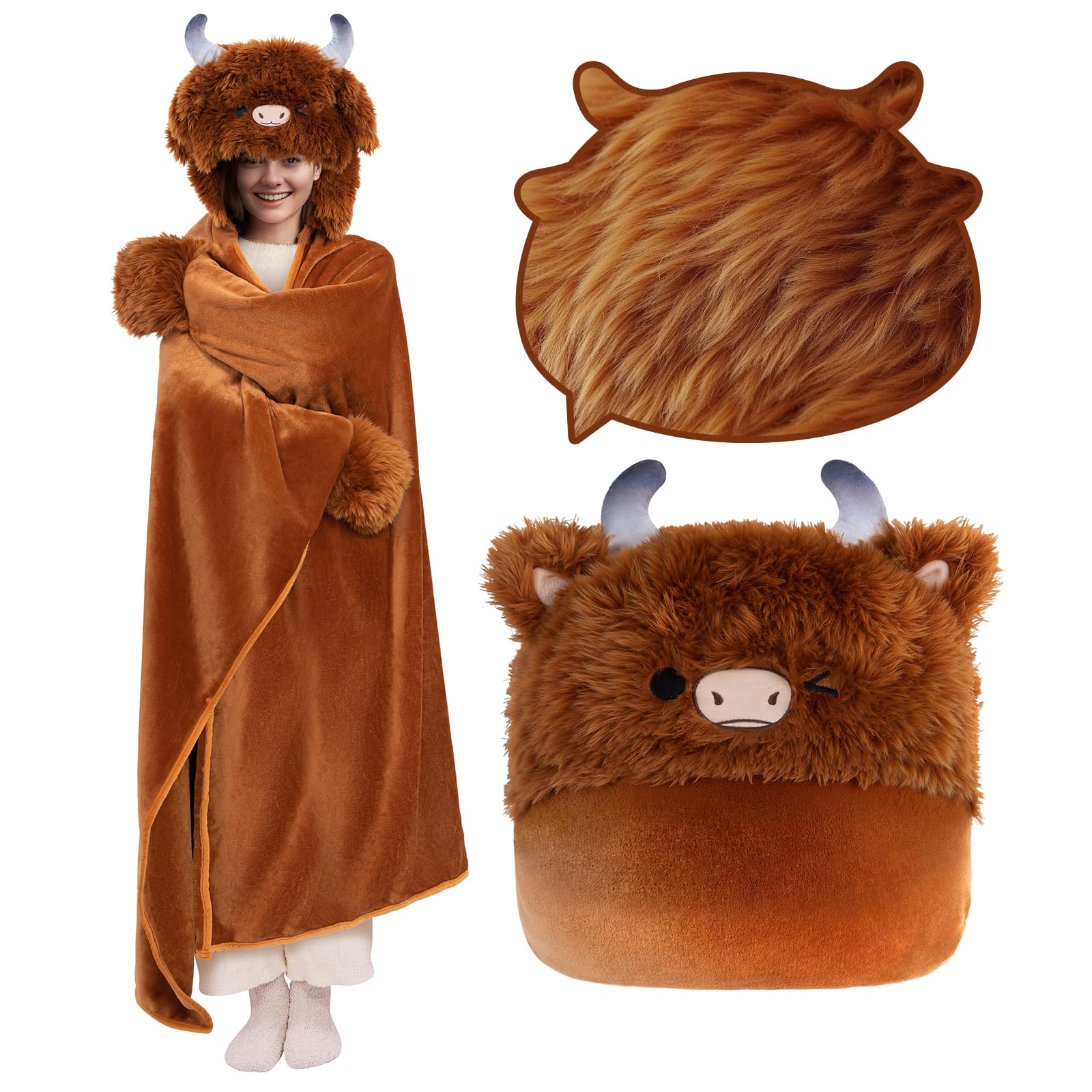 Sudadera Portátil Con Capucha Mewaii Highland Cow Para Adultos - Venta Internacional.