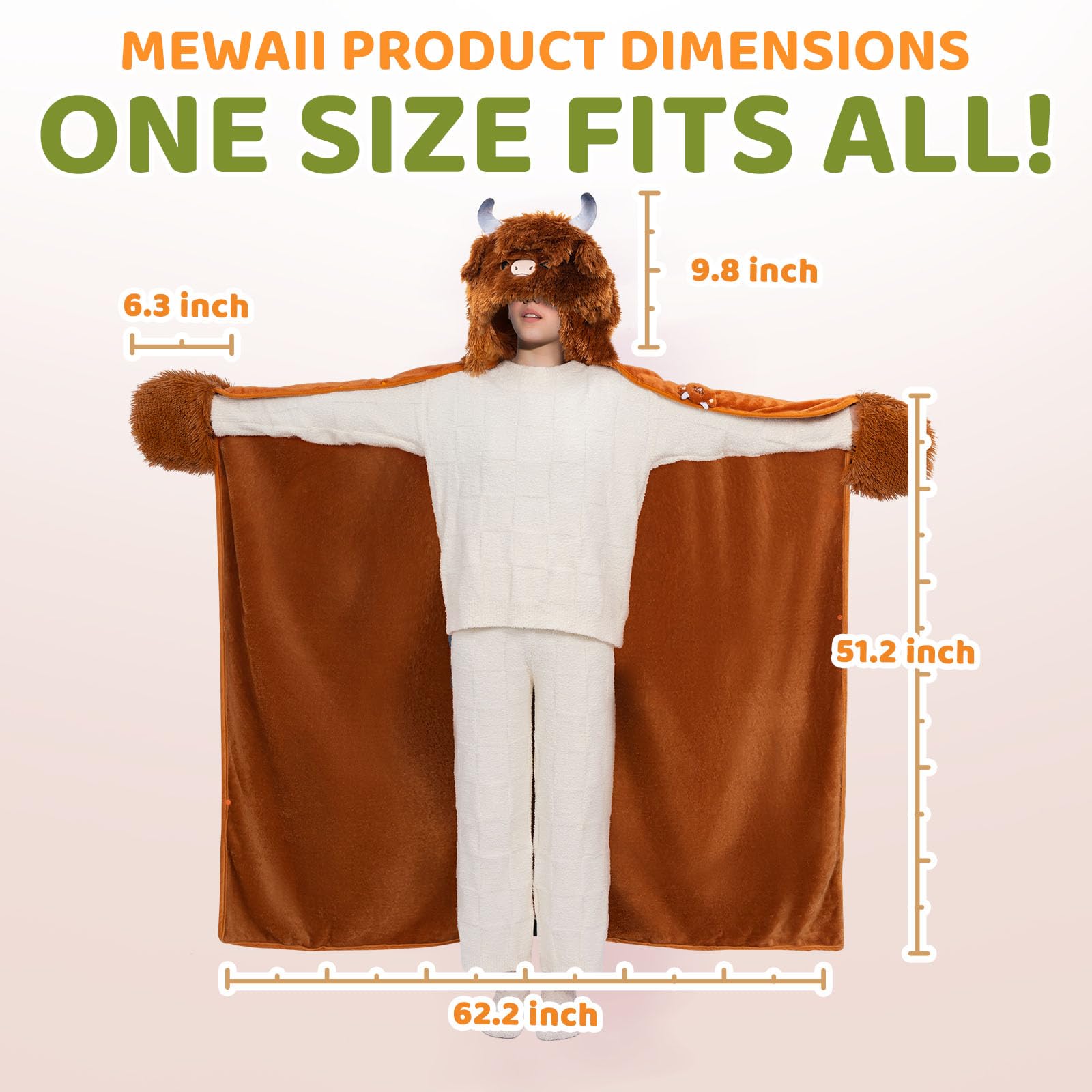 Foto 3 pulgar | Sudadera Portátil Con Capucha Mewaii Highland Cow Para Adultos - Venta Internacional.