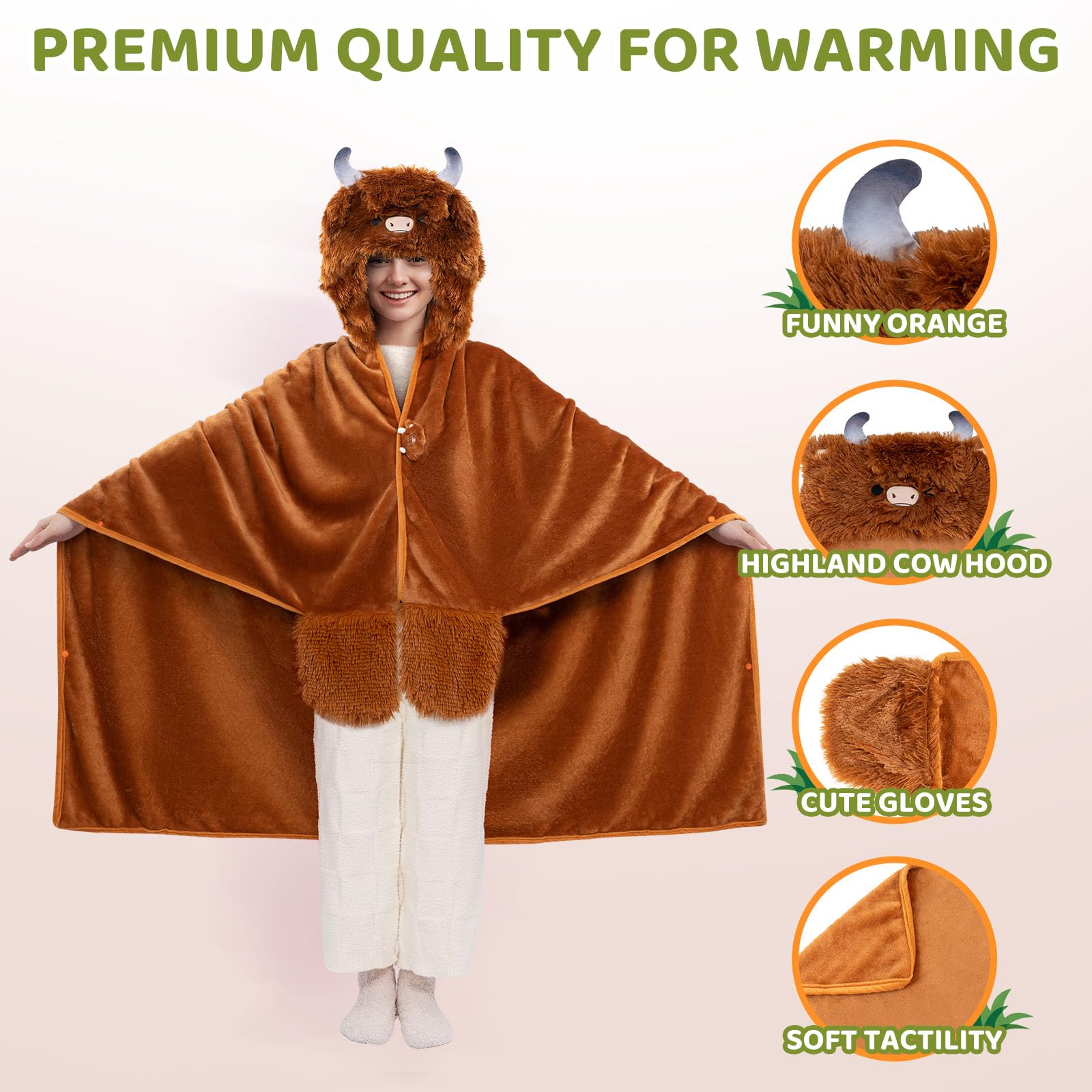 Foto 4 pulgar | Sudadera Portátil Con Capucha Mewaii Highland Cow Para Adultos - Venta Internacional.