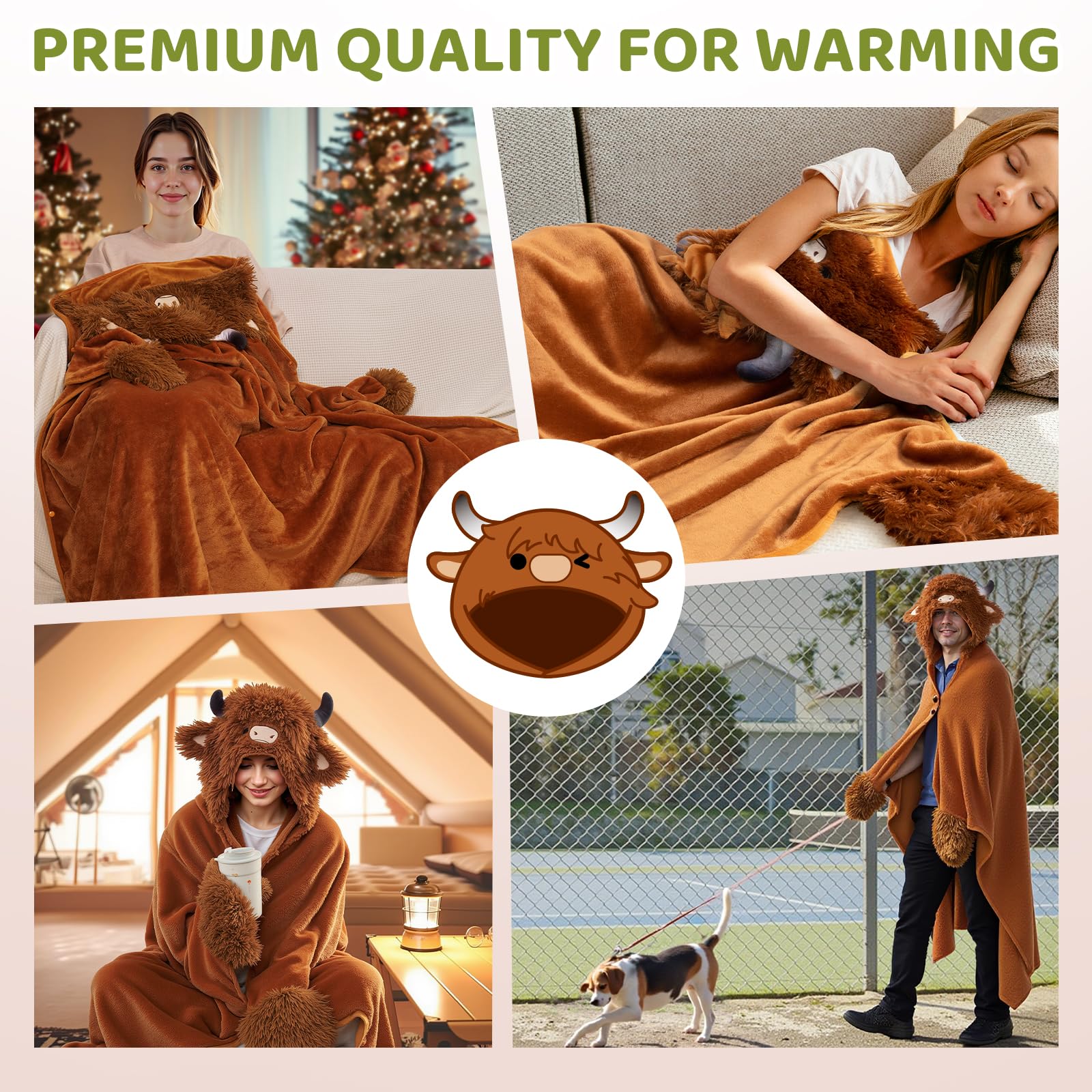 Foto 5 pulgar | Sudadera Portátil Con Capucha Mewaii Highland Cow Para Adultos - Venta Internacional.