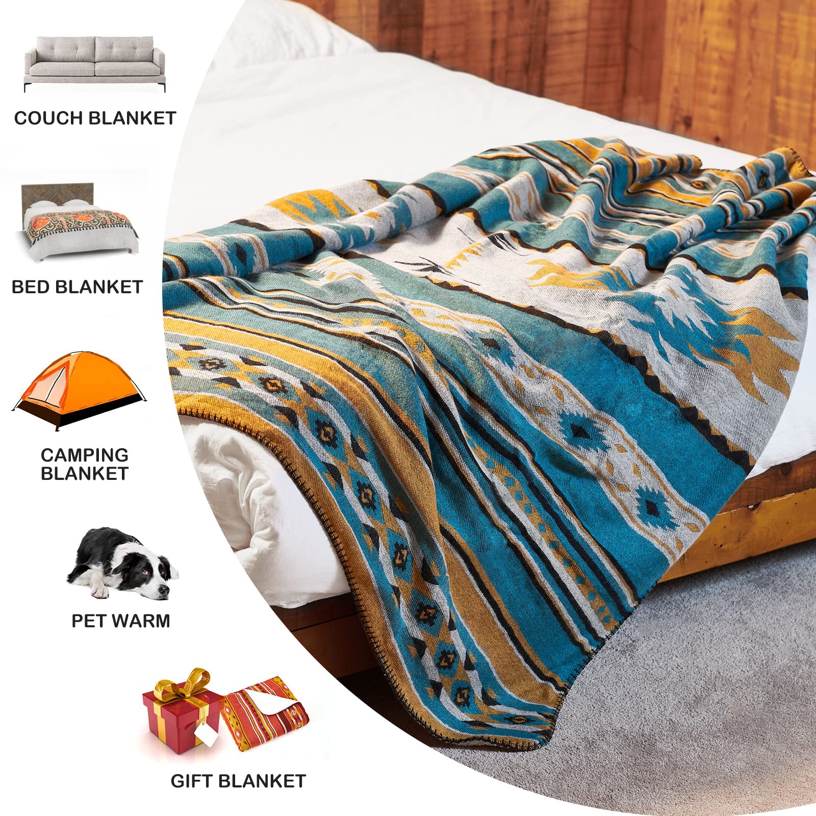 Foto 5 | Manta Horimote Home Con Forro De Sherpa Con Estampado Azteca - Venta Internacional.