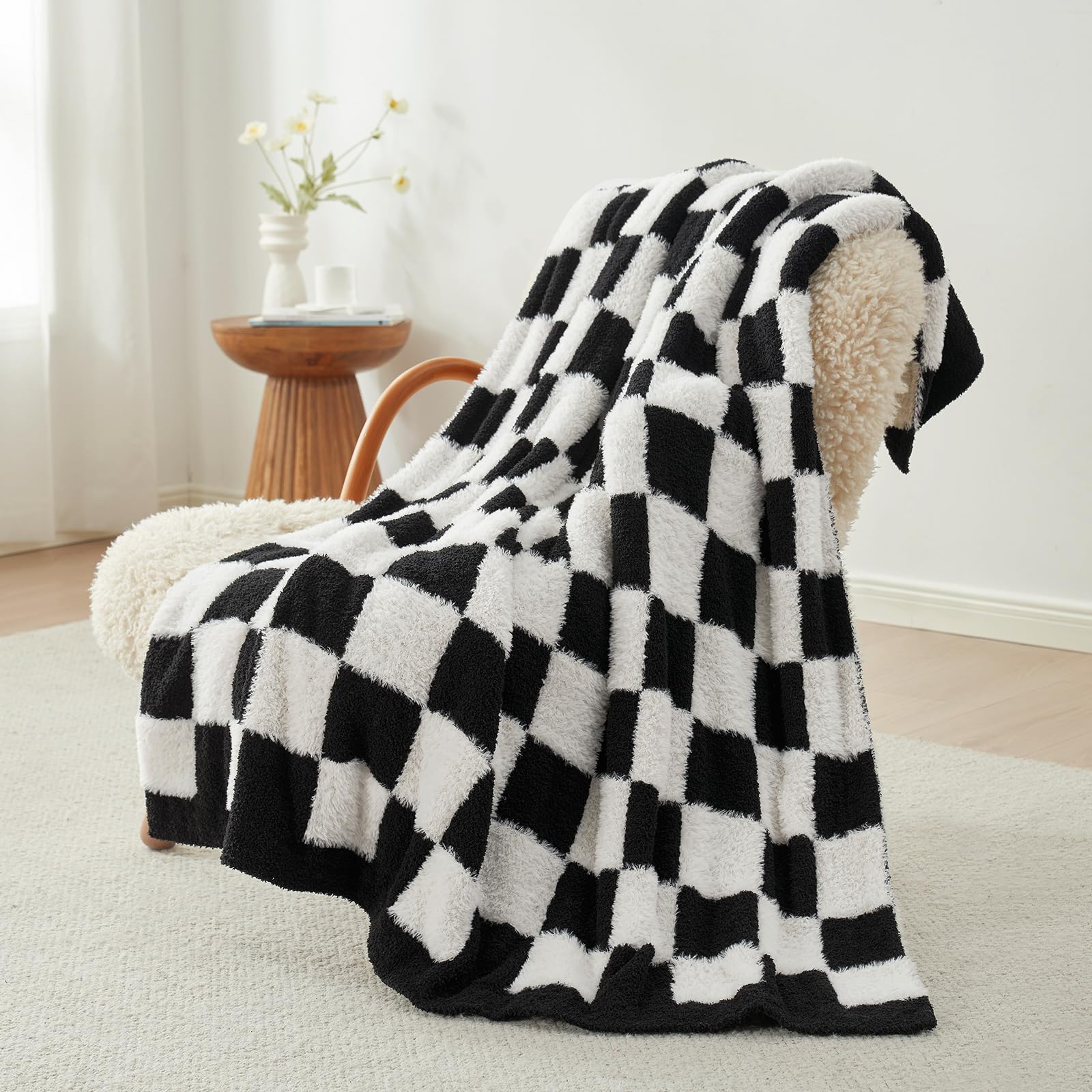 Manta Snuggle Sac De Piel Sintética Negra A Cuadros, 130 X 150 Cm - Venta Internacional.