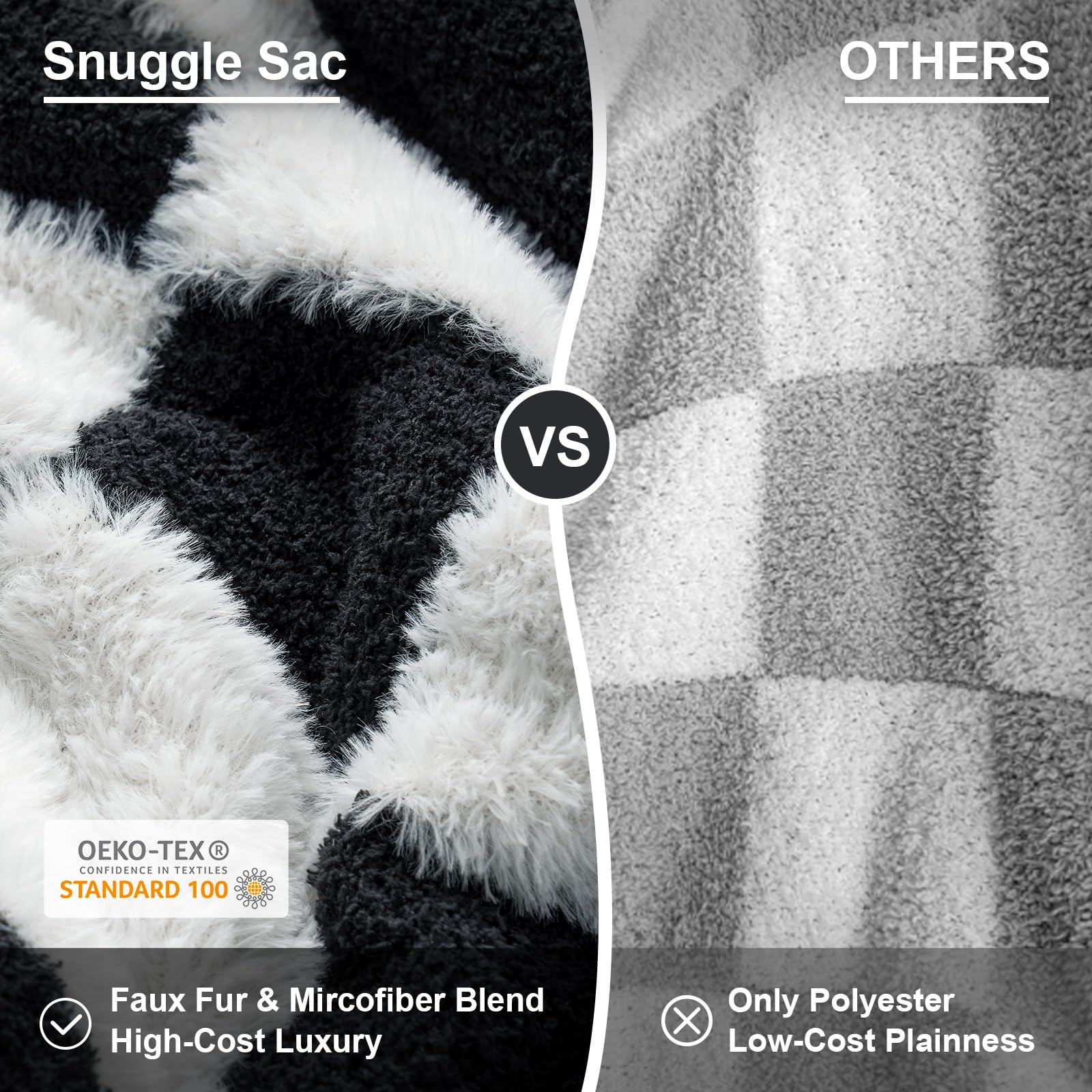 Foto 4 pulgar | Manta Snuggle Sac De Piel Sintética Negra A Cuadros, 130 X 150 Cm - Venta Internacional.