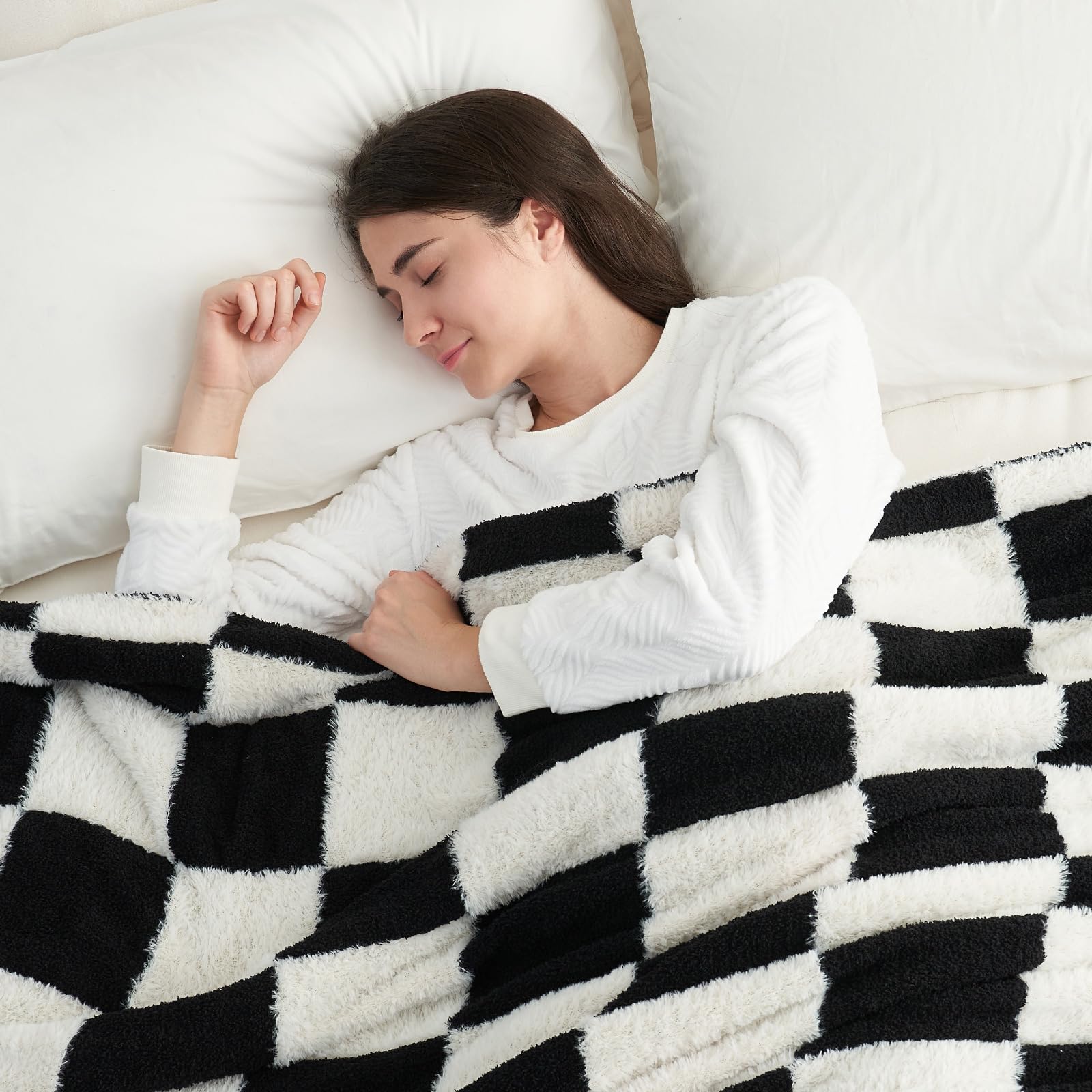 Foto 5 pulgar | Manta Snuggle Sac De Piel Sintética Negra A Cuadros, 130 X 150 Cm - Venta Internacional.