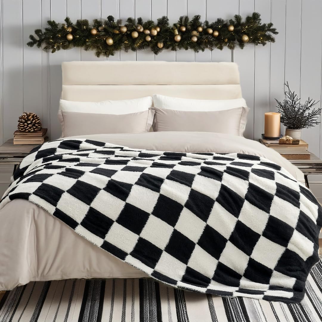 Foto 5 | Manta Snuggle Sac De Piel Sintética Negra A Cuadros, 130 X 150 Cm - Venta Internacional.