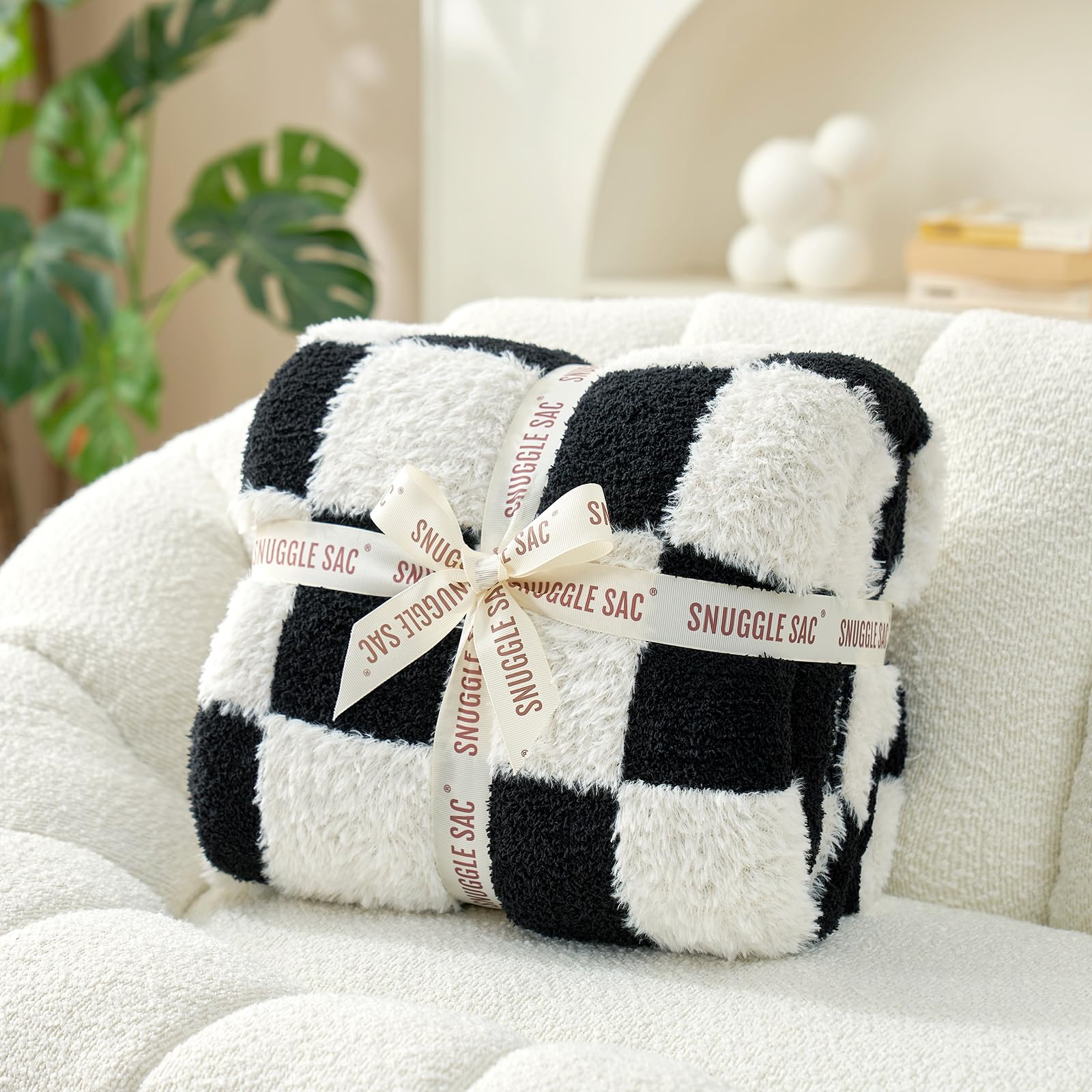 Foto 7 pulgar | Manta Snuggle Sac De Piel Sintética Negra A Cuadros, 130 X 150 Cm - Venta Internacional.