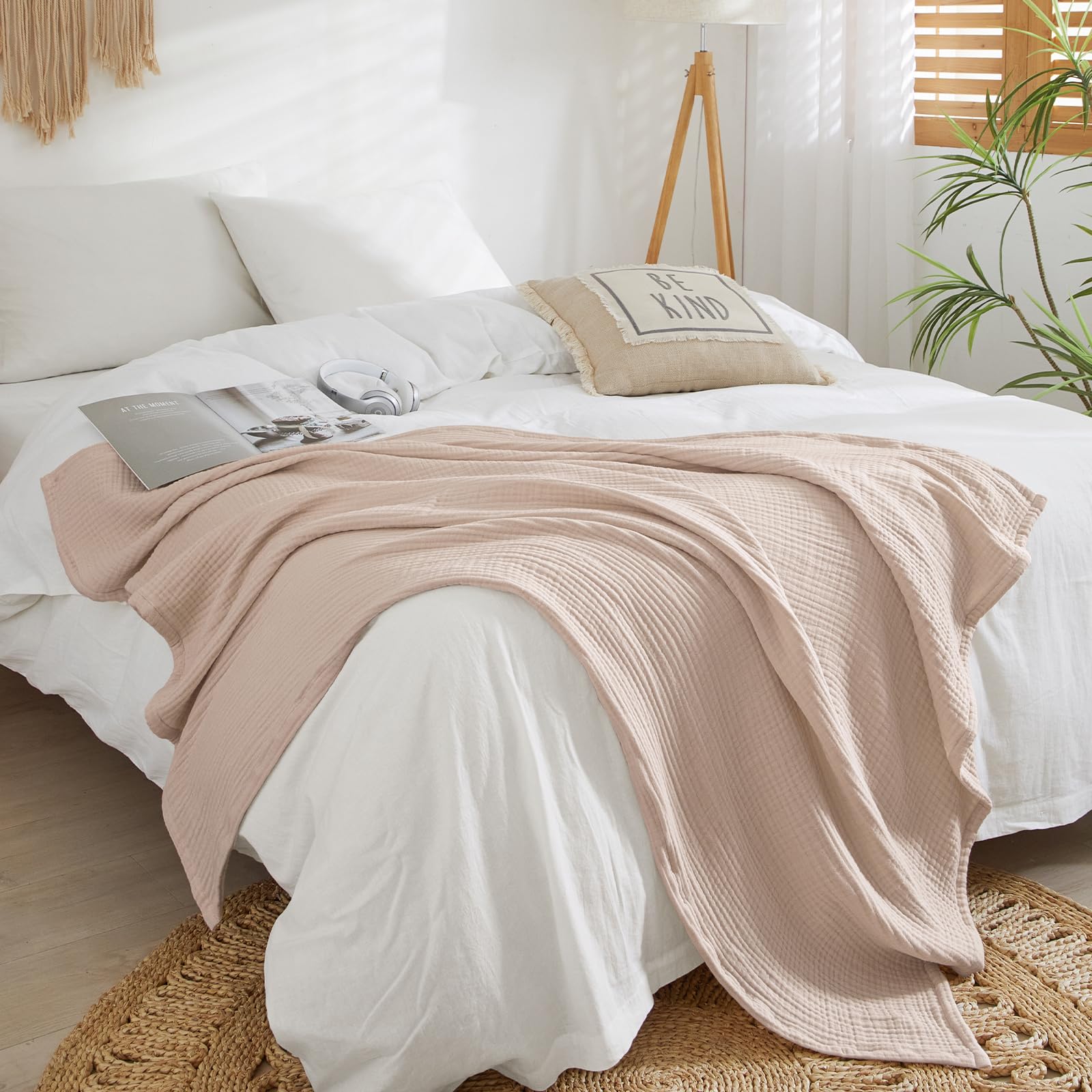 Foto 6 | Manta Phf, 100% Muselina De Algodón, 4 Capas, Rosa Claro, 125 X 150 Cm - Venta Internacional.