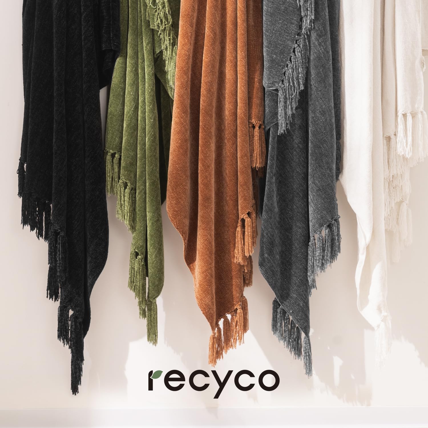 Foto 6 | Manta Recyco De Felpilla Suave Y Acogedora Con Flecos - Venta Internacional.