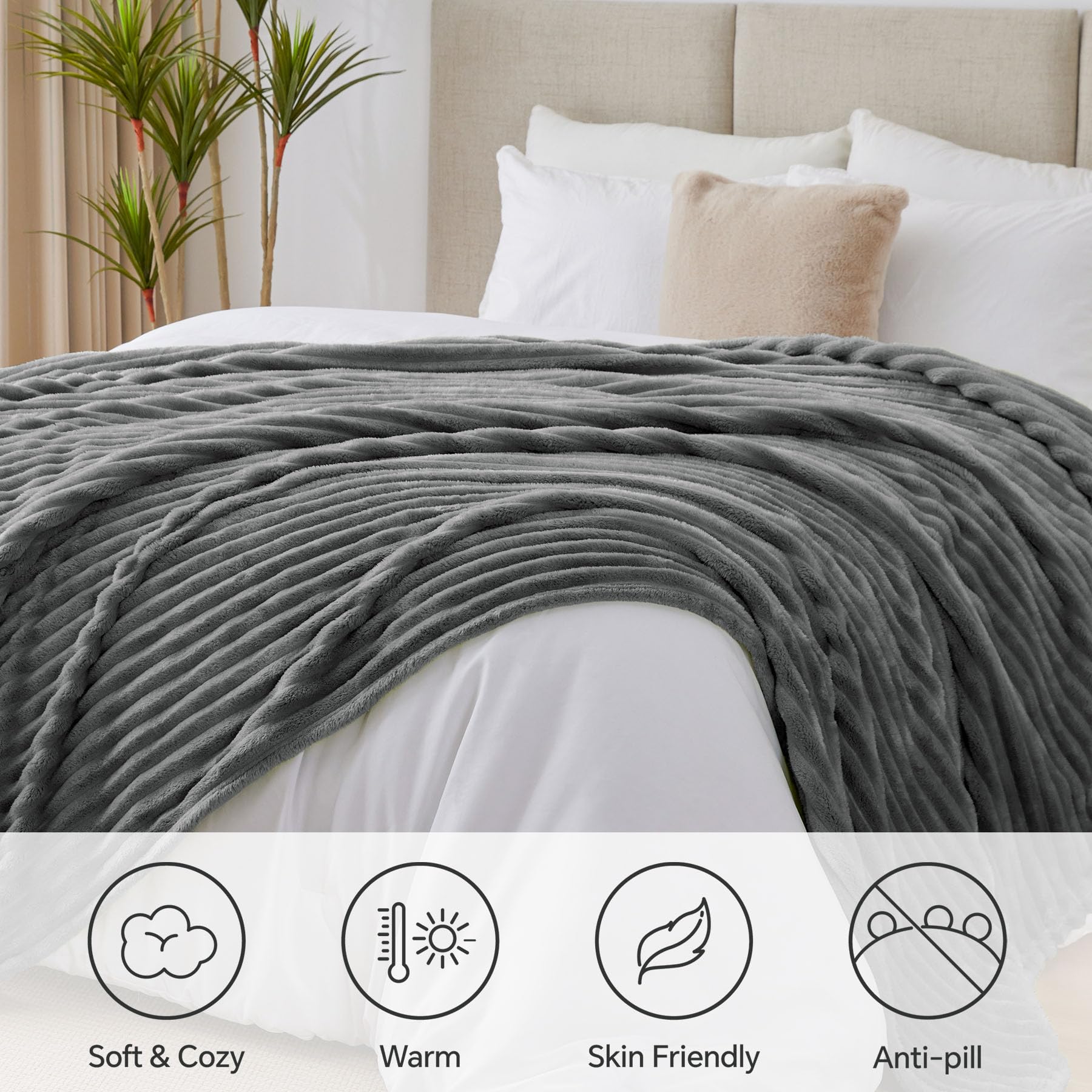 Foto 3 pulgar | Manta Polar Blanket Bedelite De 300 G/m², Suave Y Cálida, Color Gris - Venta Internacional.