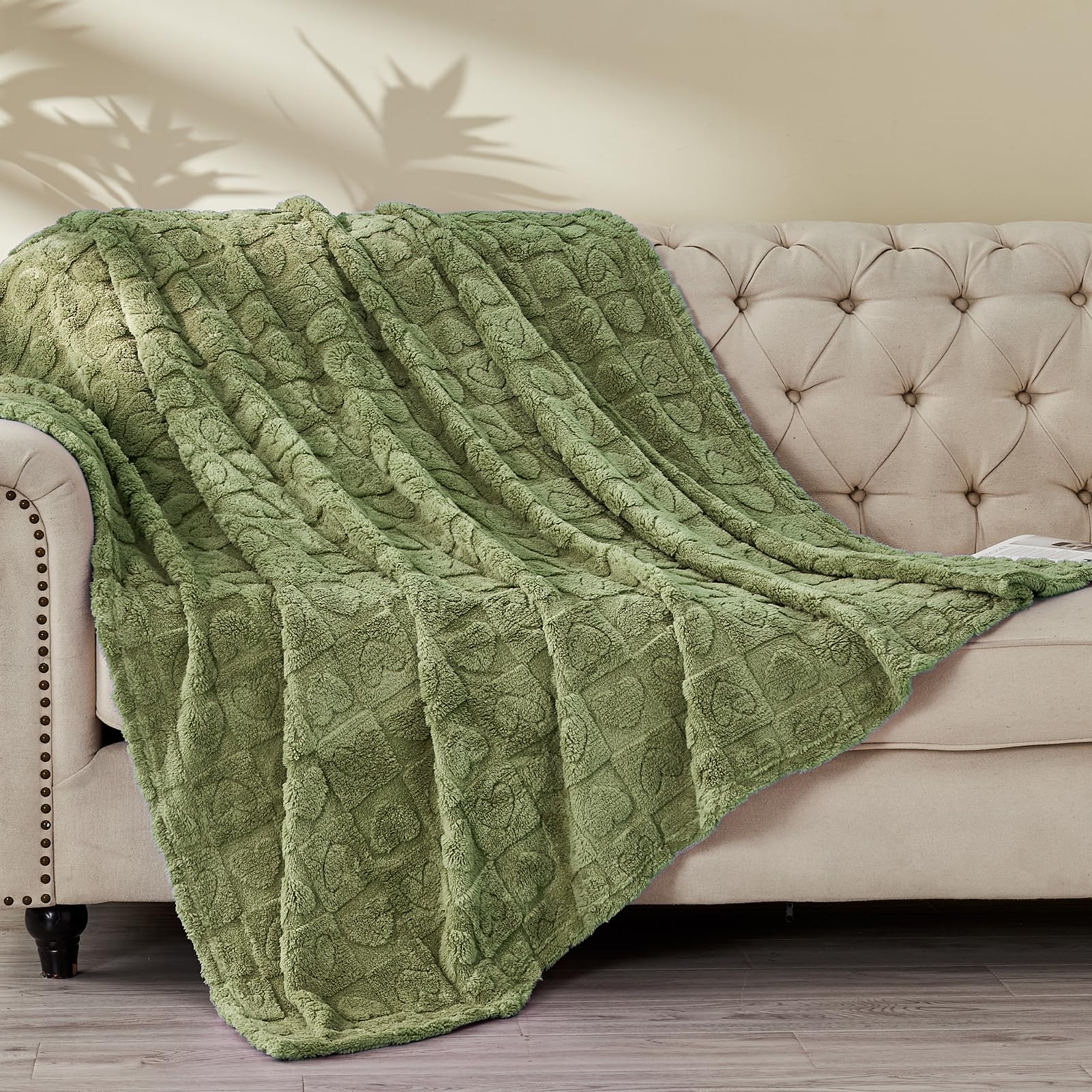 Foto 5 | Manta Fy Fiber House Con Forma De Corazón A Cuadros, 100 X 125 Cm, Color Salvia - Venta Internacional.