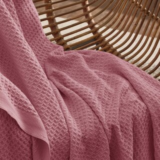 Foto 4 | Manta Para Cama, 100% Algodón, Tamaño Queen, Tejido Gofrado, Rosa - Venta Internacional.