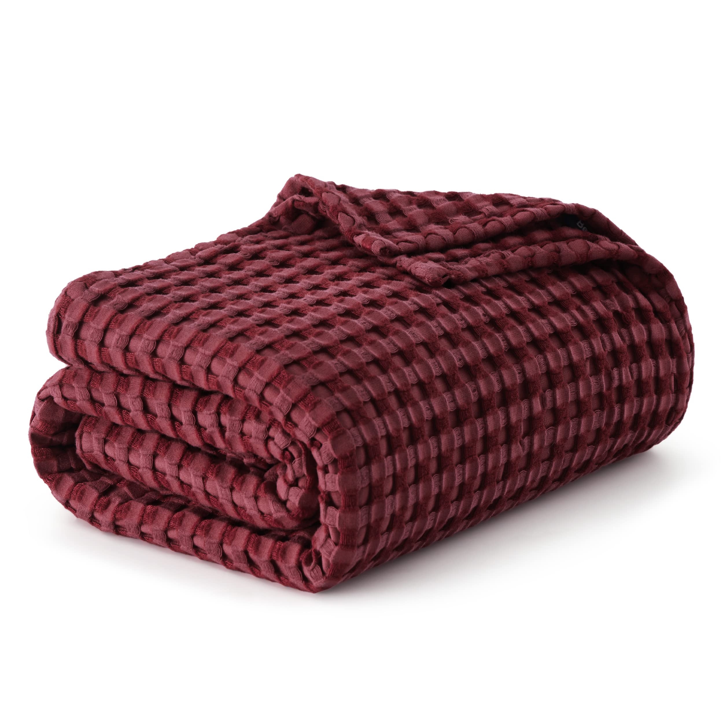 Manta Bedsure Cooling De Algodón Con Forma De Gofre, Tamaño Queen, Color Burdeos - Venta Internacional.