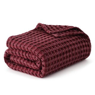 Foto 1 | Manta Bedsure Cooling De Algodón Con Forma De Gofre, Tamaño Queen, Color Burdeos - Venta Internacional.