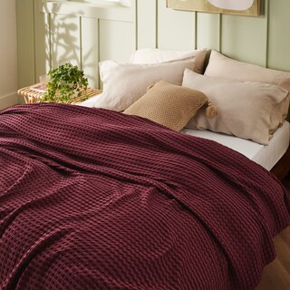 Foto 7 | Manta Bedsure Cooling De Algodón Con Forma De Gofre, Tamaño Queen, Color Burdeos - Venta Internacional.