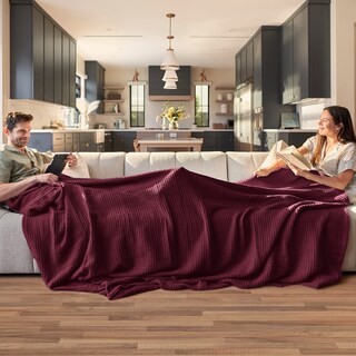 Foto 2 | Manta Bedsure, 100% Algodón, Tejido Gofrado, Tamaño Queen, Rojo Burdeos - Venta Internacional.