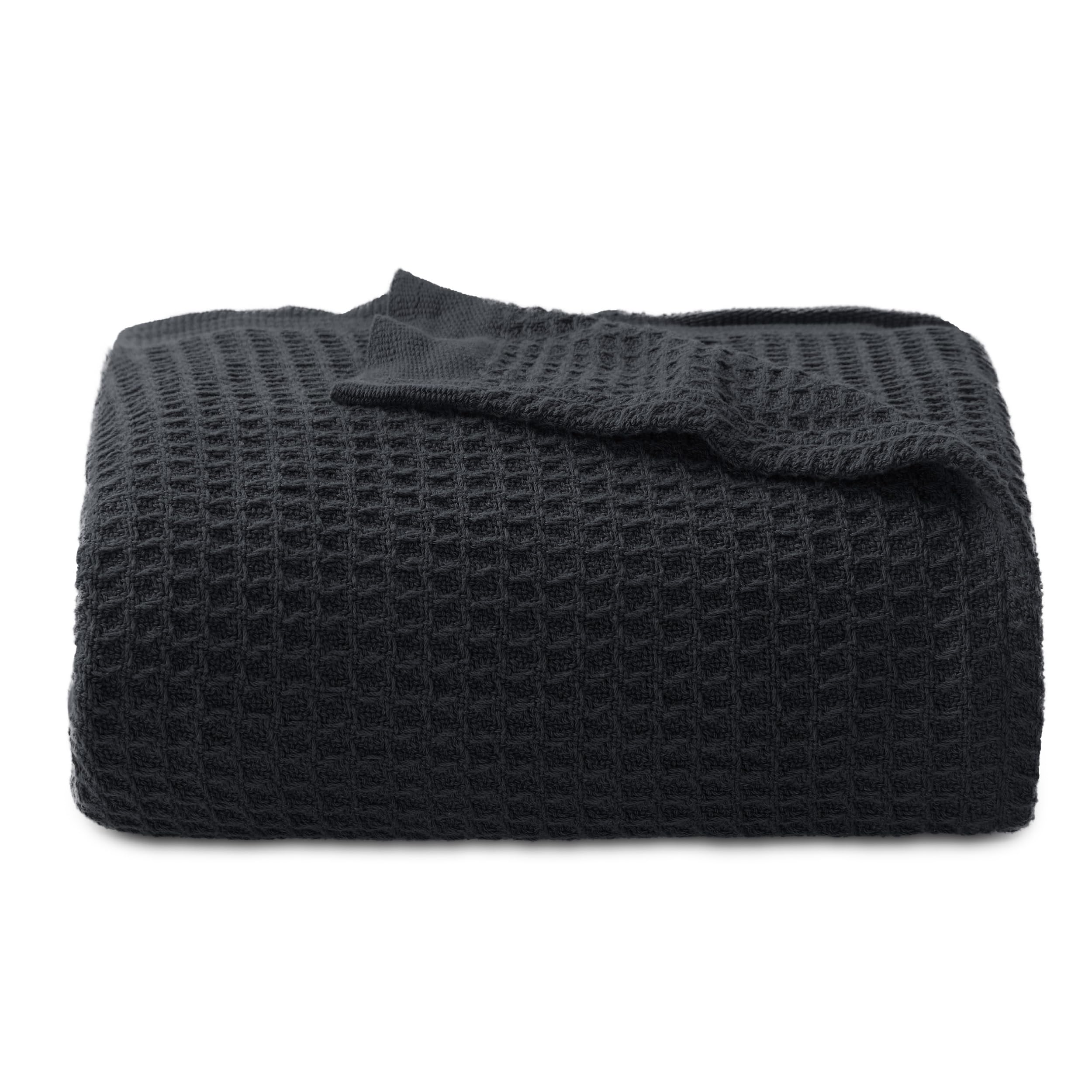 Manta Para Cama, 100% Algodón, Doble, Talla Xl, Tejido Gofrado, Color Negro - Venta Internacional.