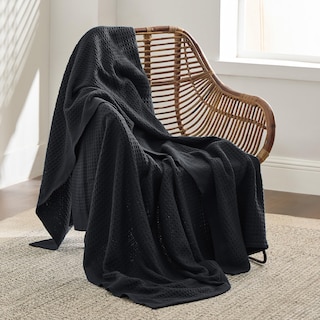 Foto 3 | Manta Para Cama, 100% Algodón, Doble, Talla Xl, Tejido Gofrado, Color Negro - Venta Internacional.