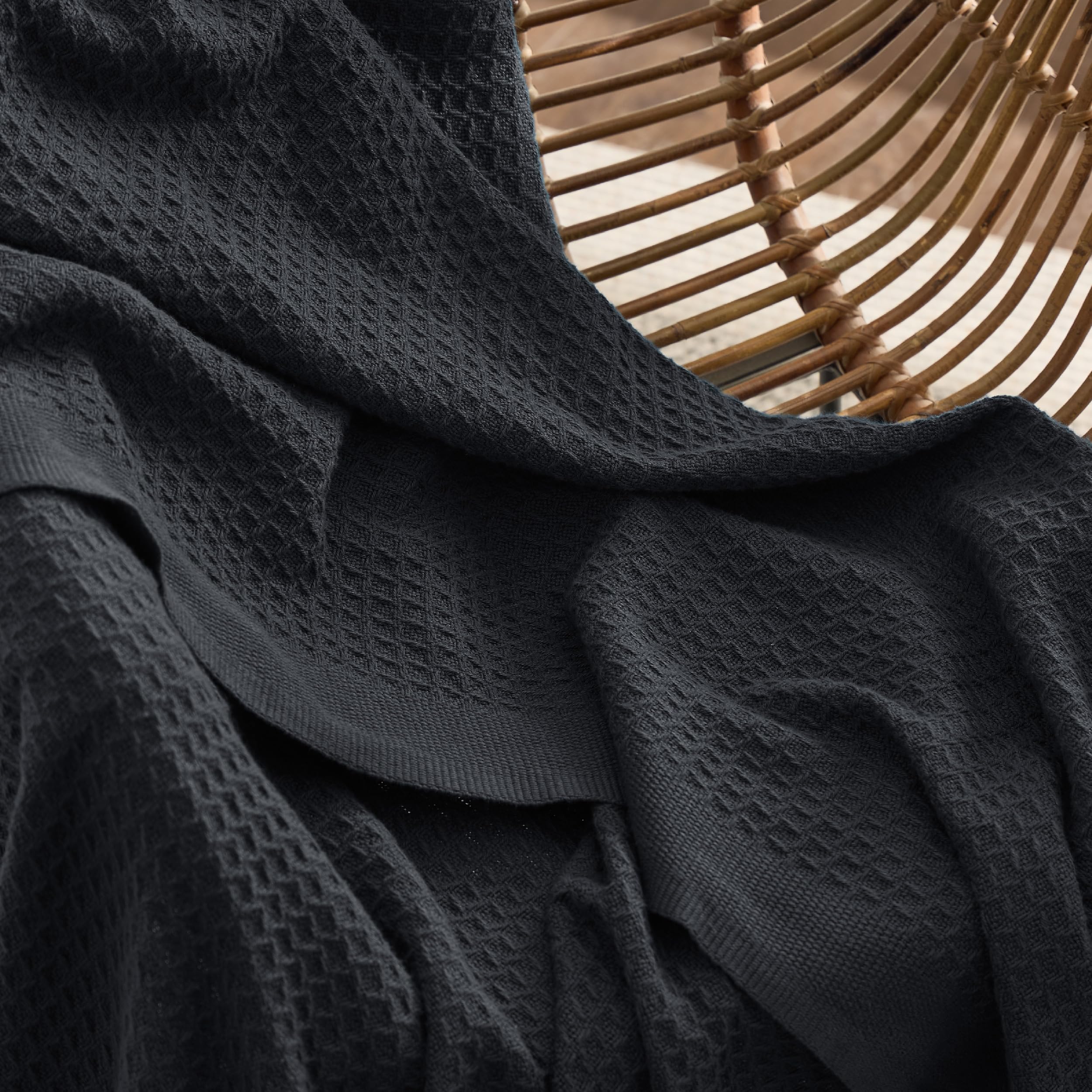 Foto 4 | Manta Para Cama, 100% Algodón, Doble, Talla Xl, Tejido Gofrado, Color Negro - Venta Internacional.