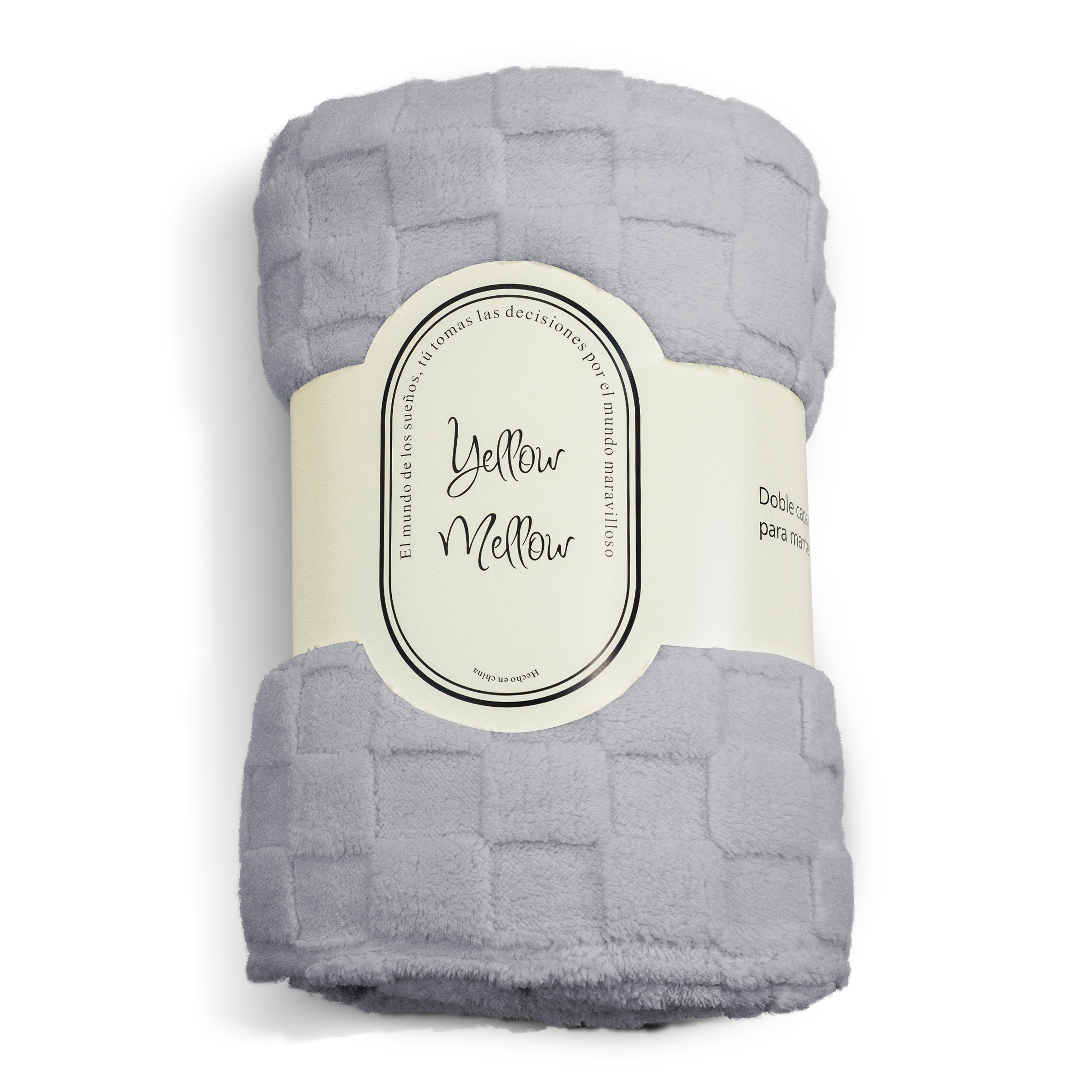 Foto 2 pulgar | Cobertor Cobija Squares Yellow Mellow King Size Suave con Relieve Ligera Tamaño 230x200cm Gris