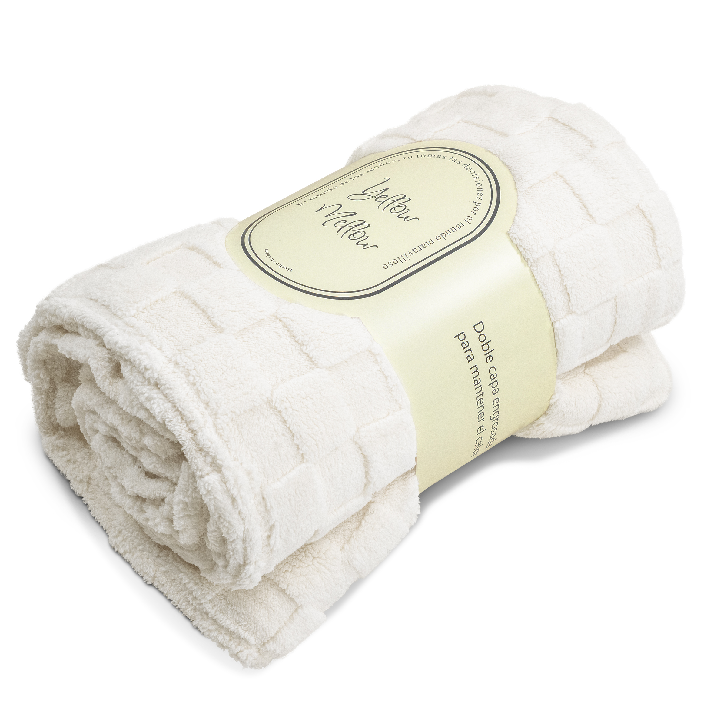Foto 2 pulgar | Cobertor Cobija Squares Yellow Mellow Matrimonial Suave con Relieve Ligera Tamaño 200x150cm Blanco