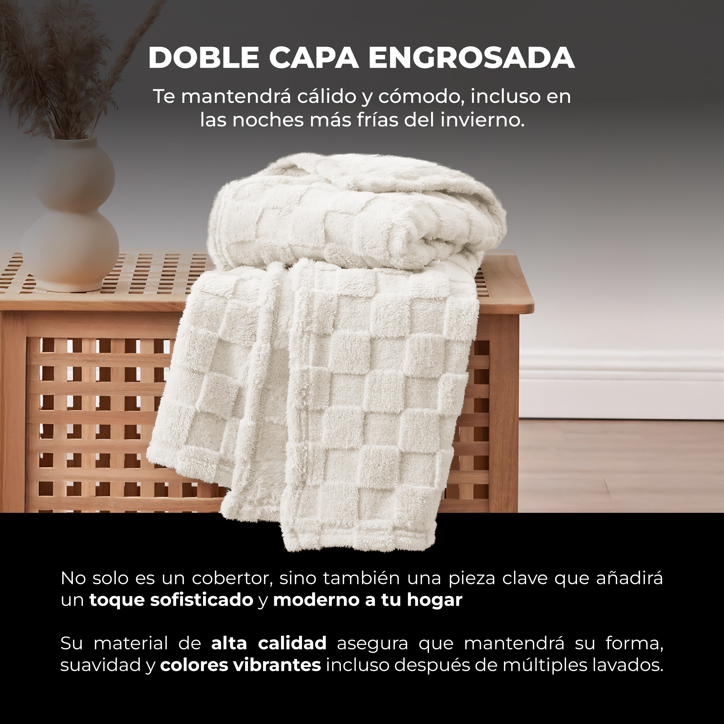 Foto 6 pulgar | Cobertor Cobija Squares Yellow Mellow Matrimonial Suave con Relieve Ligera Tamaño 200x150cm Blanco