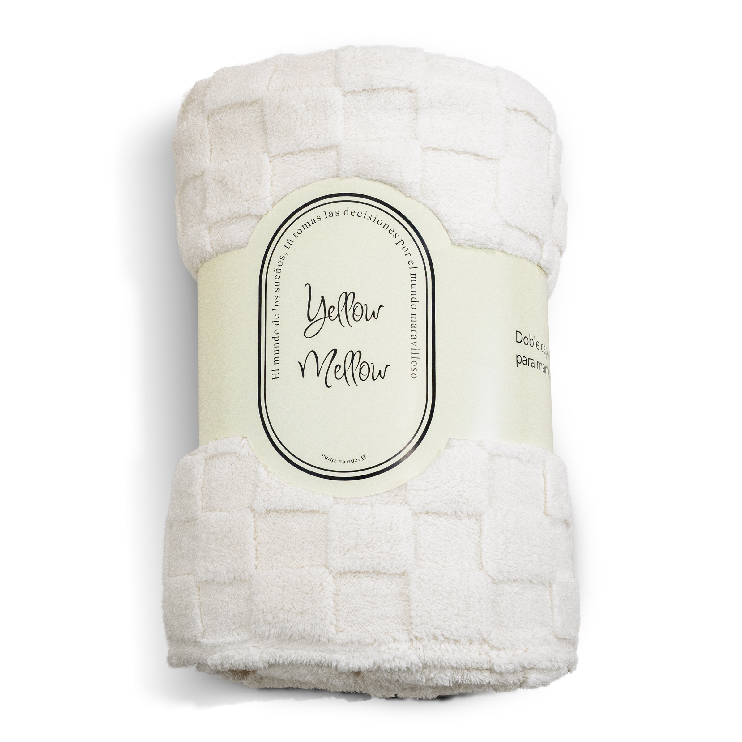 Foto 2 pulgar | Cobertor Cobija Squares Yellow Mellow King Size Suave con Relieve Ligera Tamaño 230x200cm  Blanco