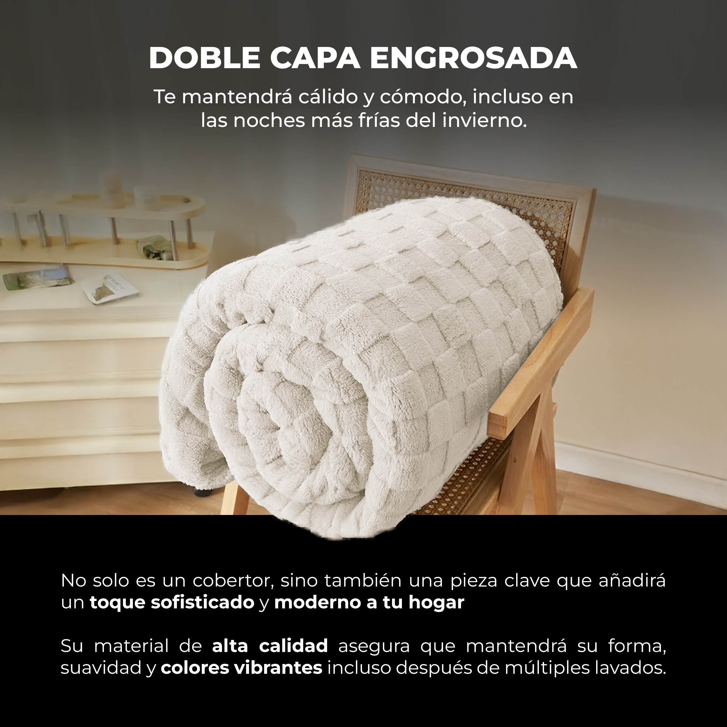Foto 6 pulgar | Cobertor Cobija Squares Yellow Mellow King Size Suave con Relieve Ligera Tamaño 230x200cm  Blanco