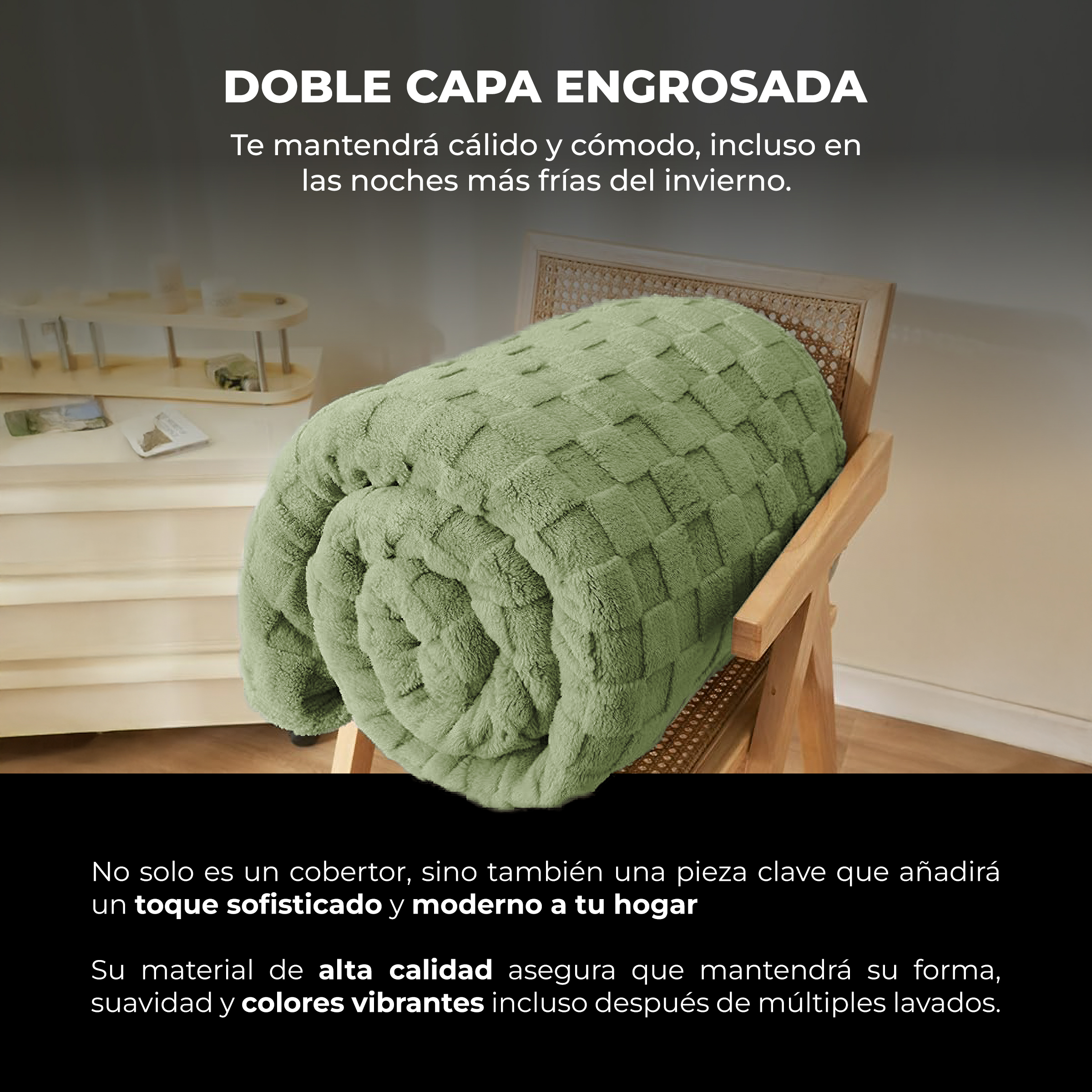 Foto 6 pulgar | Cobertor Cobija Squares Yellow Mellow King Size Suave con Relieve Ligera Tamaño 230x200cm Verde
