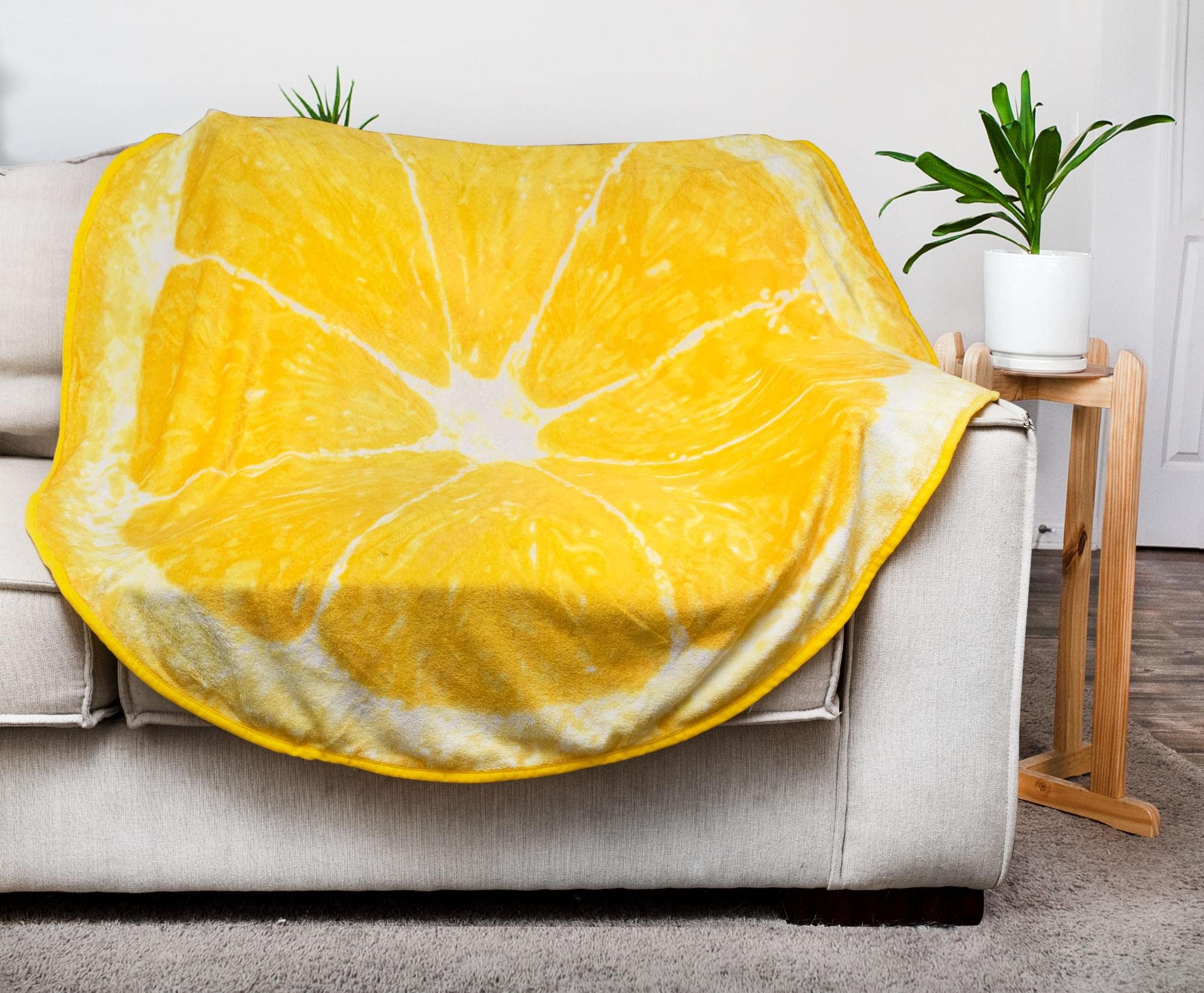 Foto 4 pulgar | Manta Redonda Toynk Lemon Slice De Forro Polar, 150 Cm - Venta Internacional.