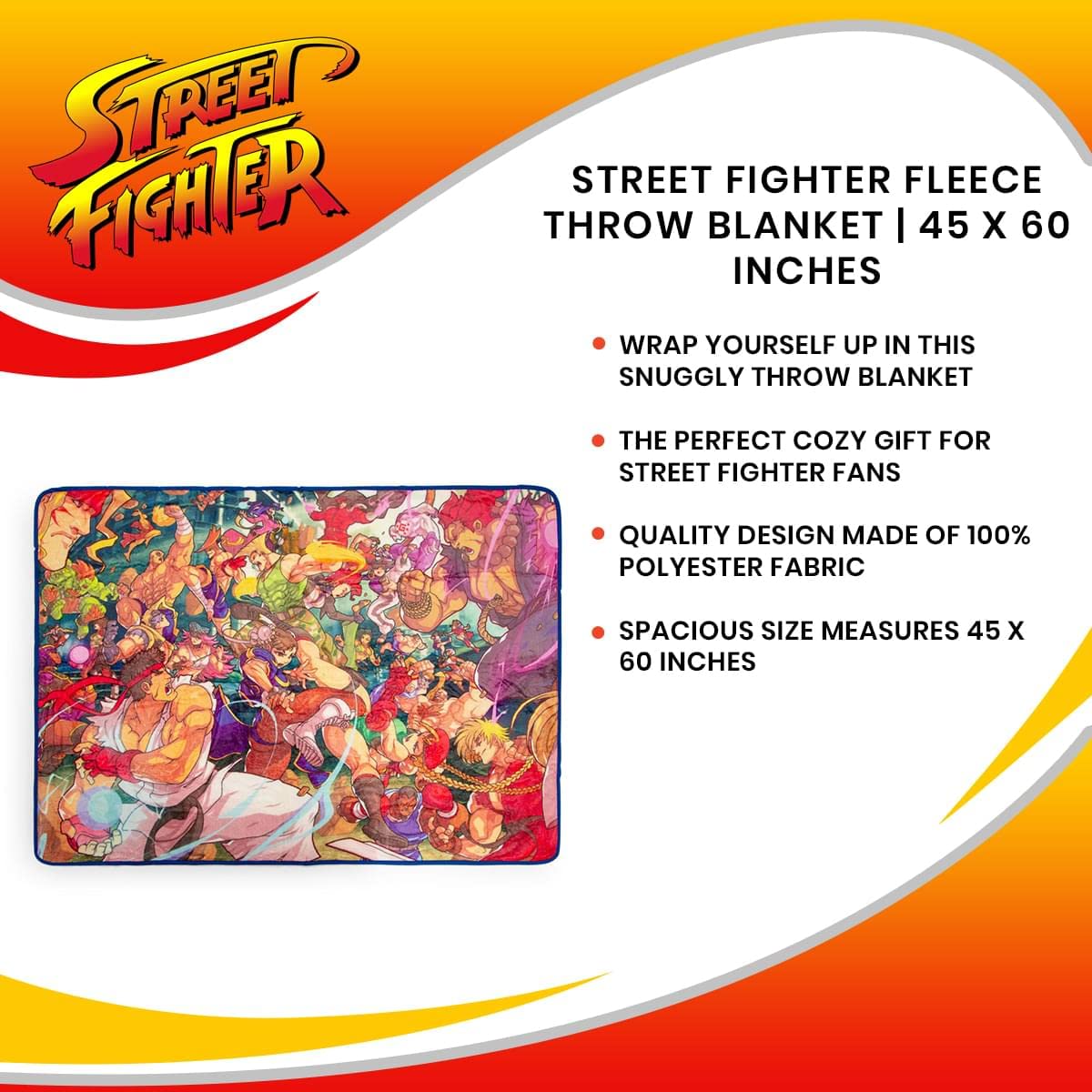 Foto 8 pulgar | Manta De Forro Polar Toynk Street Fighter, 115 X 152 Cm - Venta Internacional.