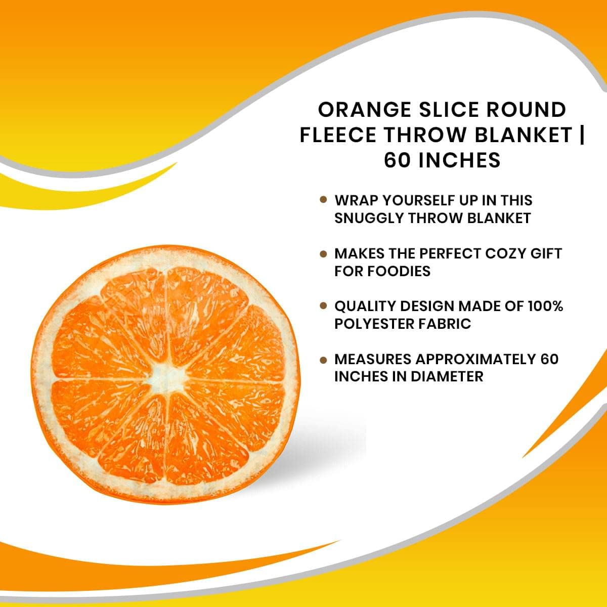 Foto 7 | Manta De Forro Polar Redonda Toynk Orange Slice De 150 Cm - Venta Internacional.