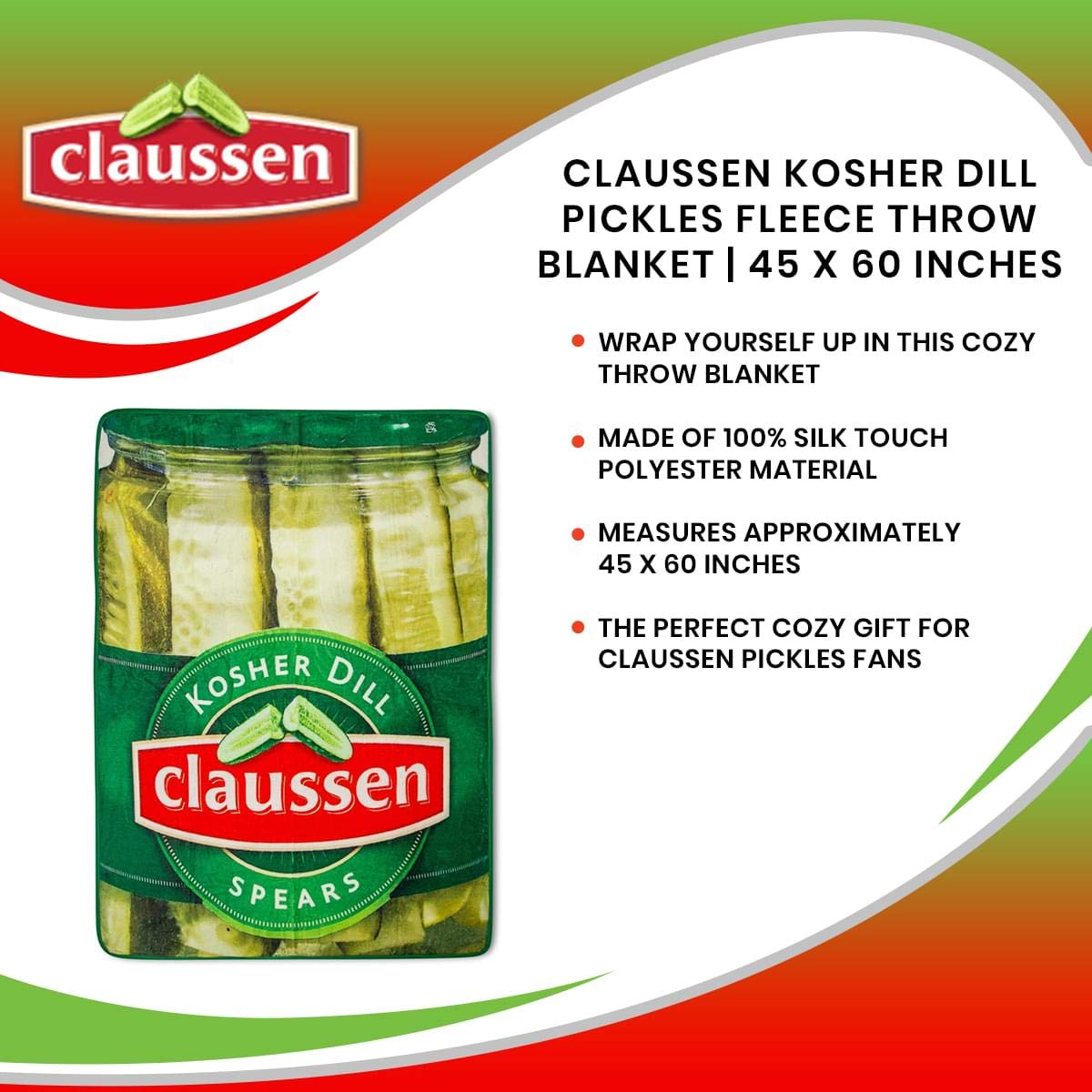 Foto 8 pulgar | Manta Toynk Claussen Kosher Dill Pickles, 115 X 152 Cm - Venta Internacional.