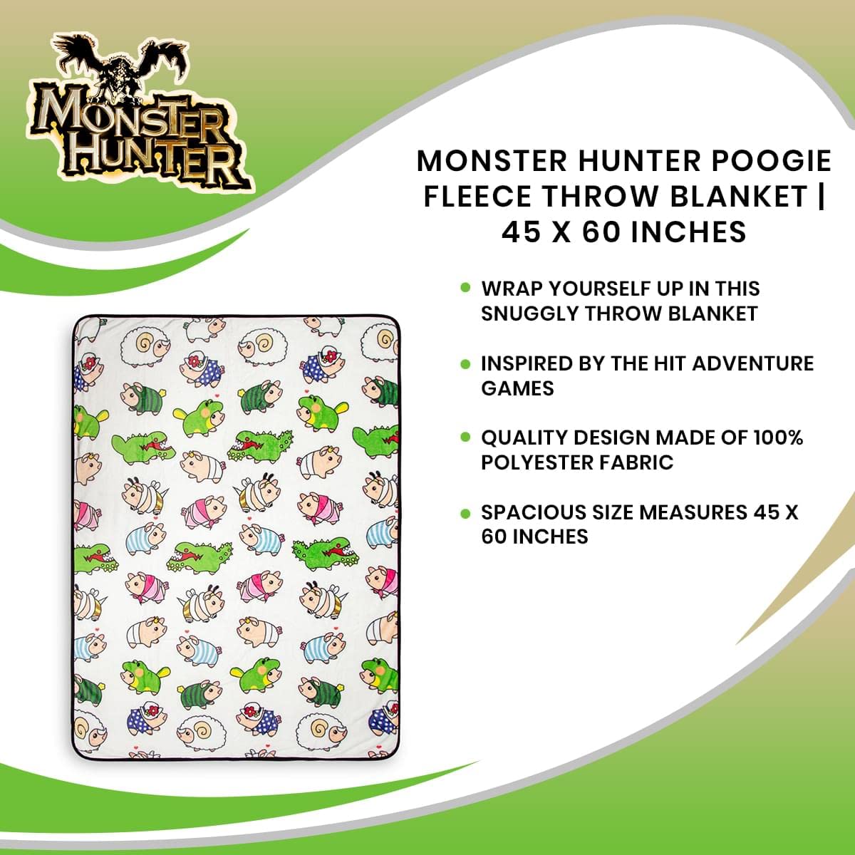Foto 8 pulgar | Manta De Forro Polar Toynk Monster Hunter Poogie De 115 X 150 Cm - Venta Internacional.