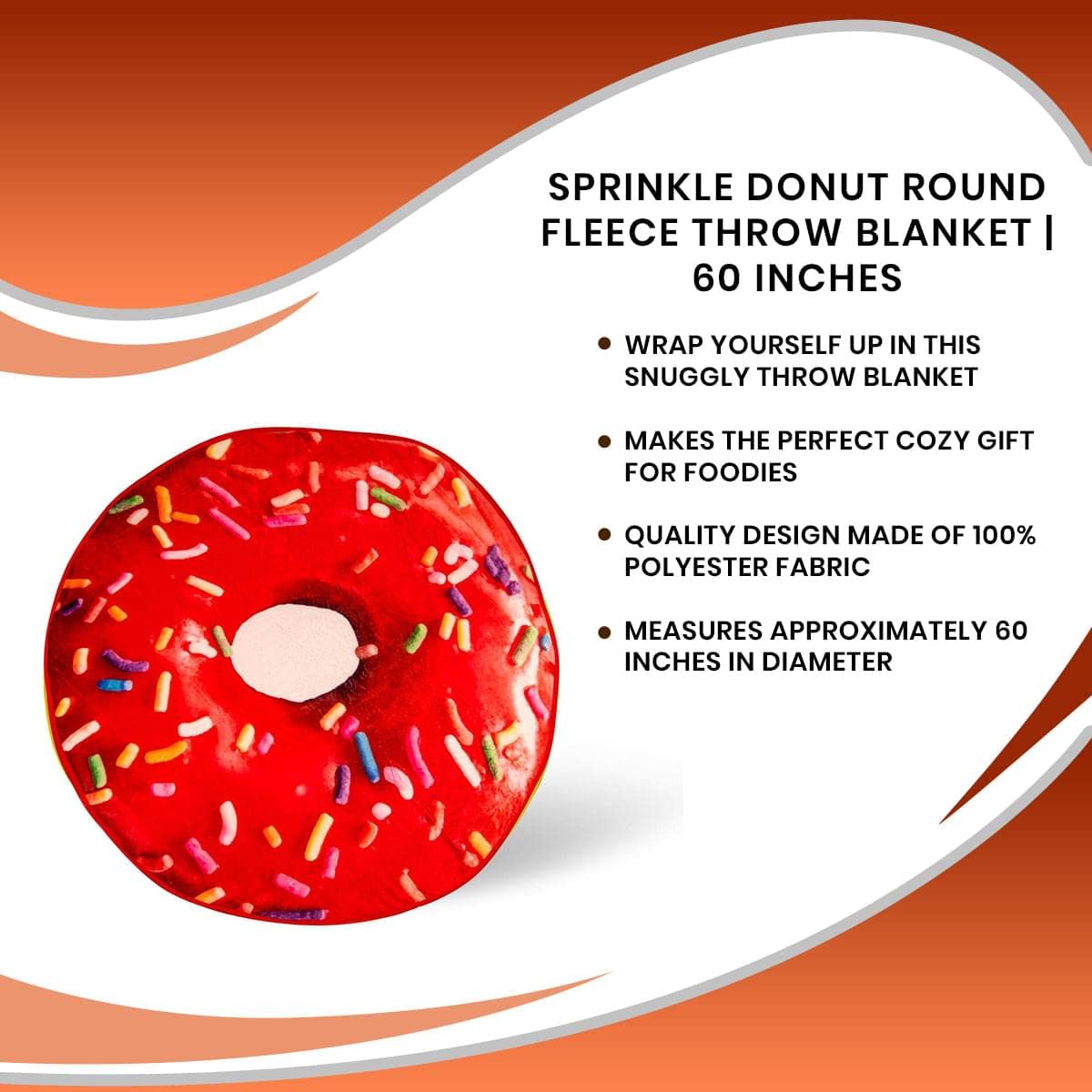 Foto 8 pulgar | Manta Redonda De Forro Polar Toynk Sprinkle Donut, 150 Cm - Venta Internacional.