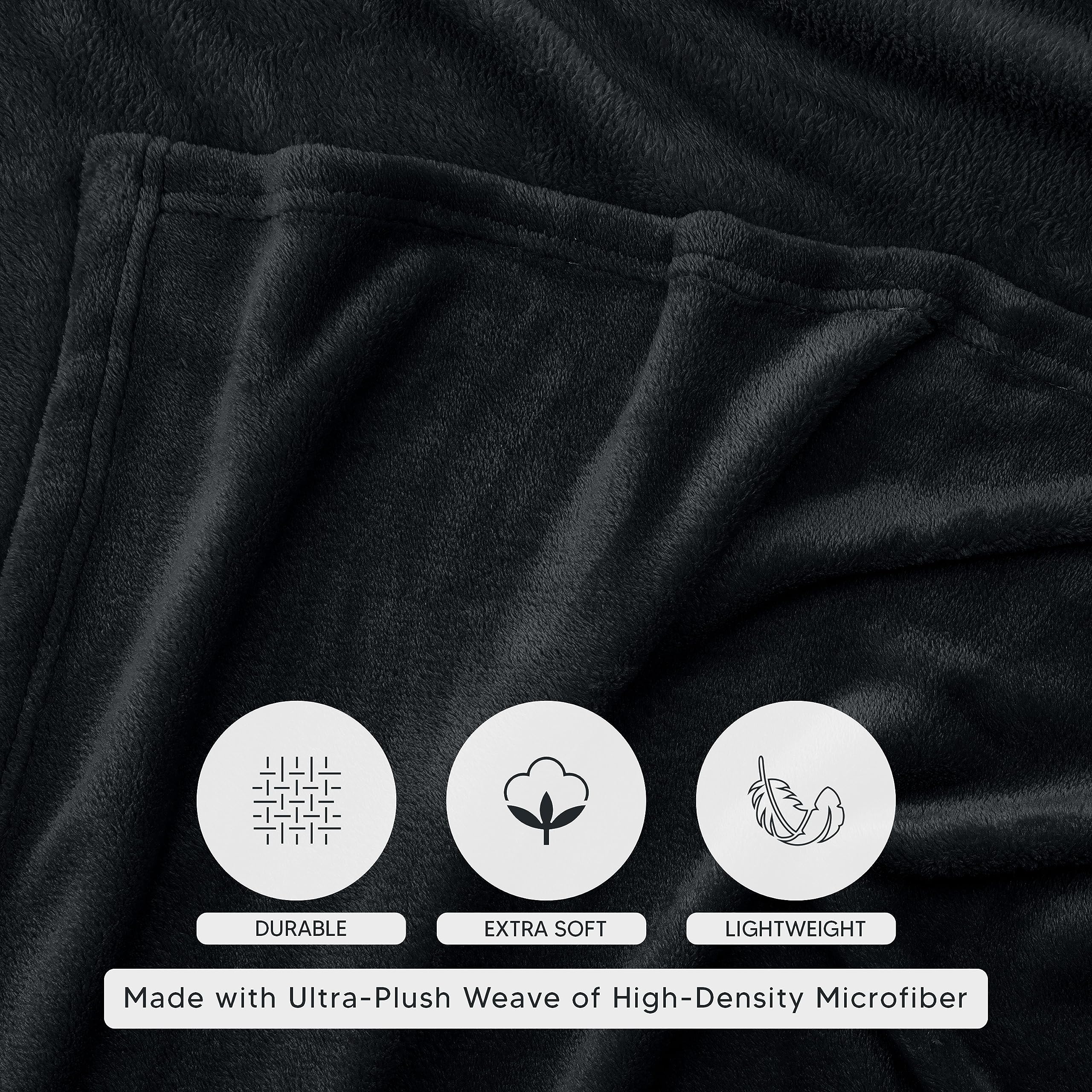 Foto 3 | Blanket Utopia Bedding, Forro Polar De Franela California King, Color Negro - Venta Internacional.
