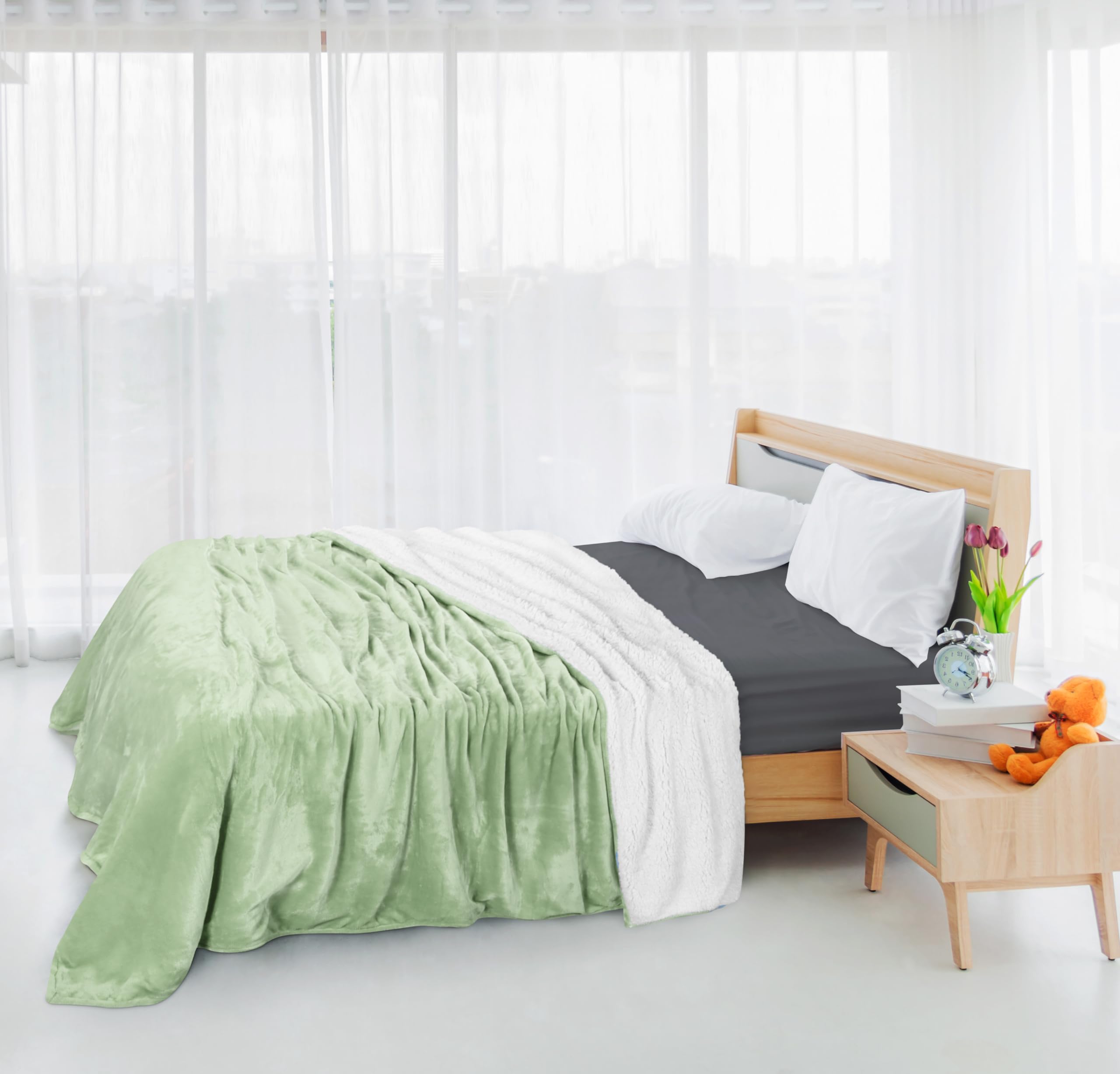 Foto 8 pulgar | Blanket Utopia Bedding Sherpa, Tamaño Doble, Color Verde Salvia, 168 X 152 Cm - Venta Internacional.