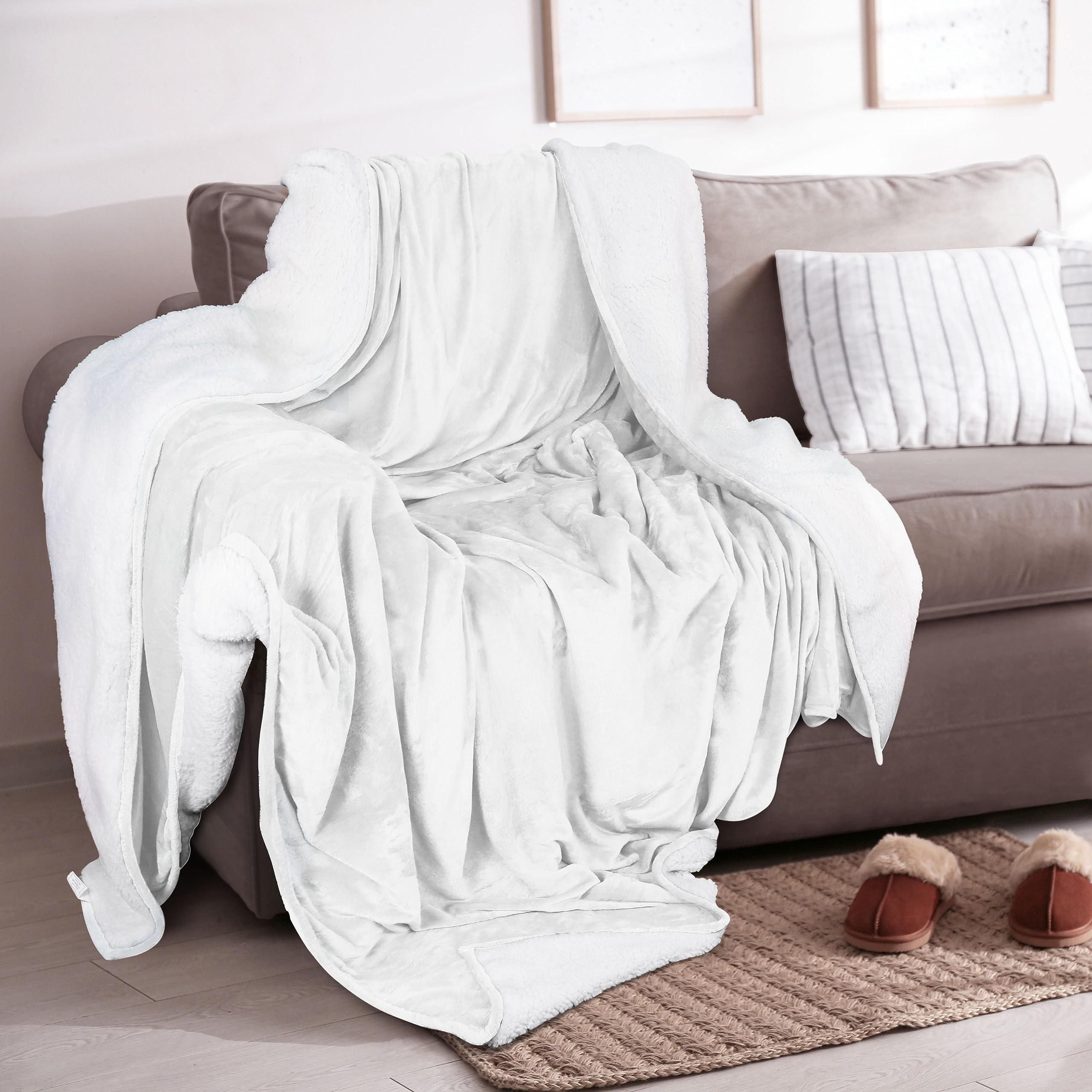 Foto 5 | Manta Utopia Bedding Sherpa California King Size, Color Blanco - Venta Internacional.