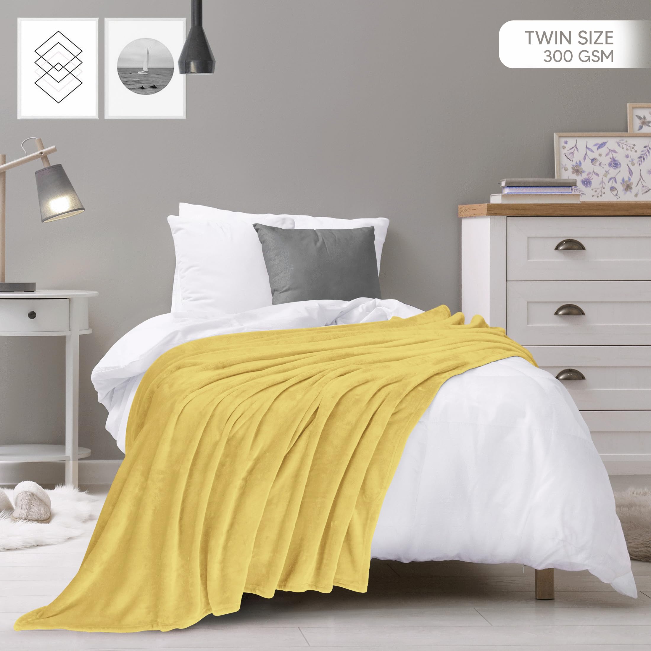 Foto 3 pulgar | Manta Polar Blanket Utopia, Tamaño Doble, Color Amarillo, 300 G/m² - Venta Internacional.