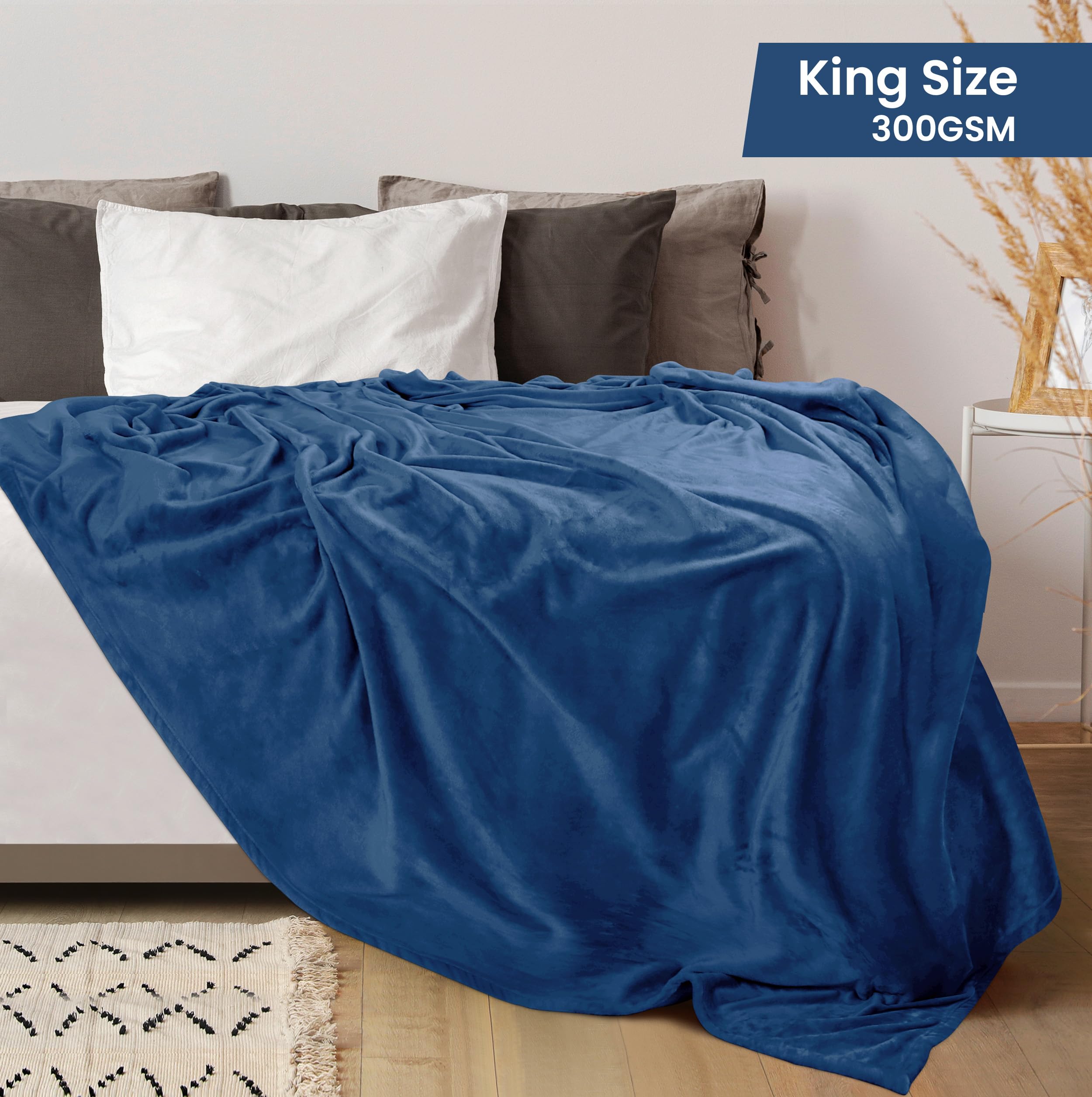 Foto 2 | Cama Polar Blanket Utopia, Tamaño King, Color Azul Real, 300 G/m² - Venta Internacional.