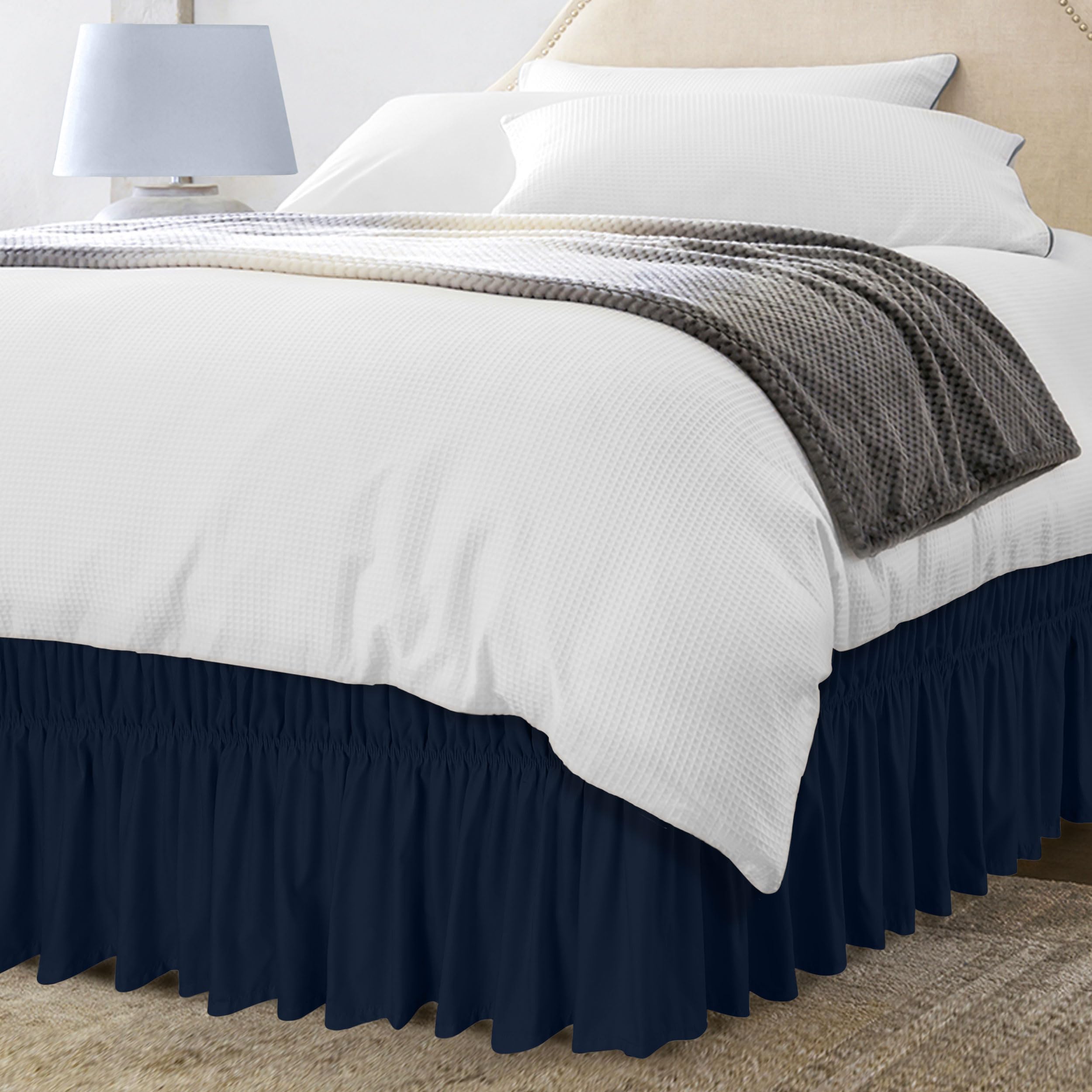 Skirt Utopia Bedding Elástico De Microfibra Queen Navy - Venta Internacional.