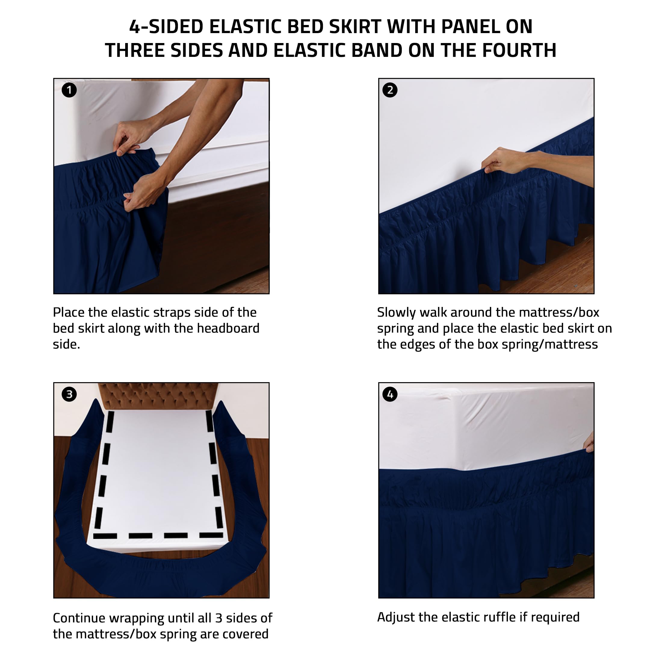 Foto 4 pulgar | Skirt Utopia Bedding Elástico De Microfibra Queen Navy - Venta Internacional.