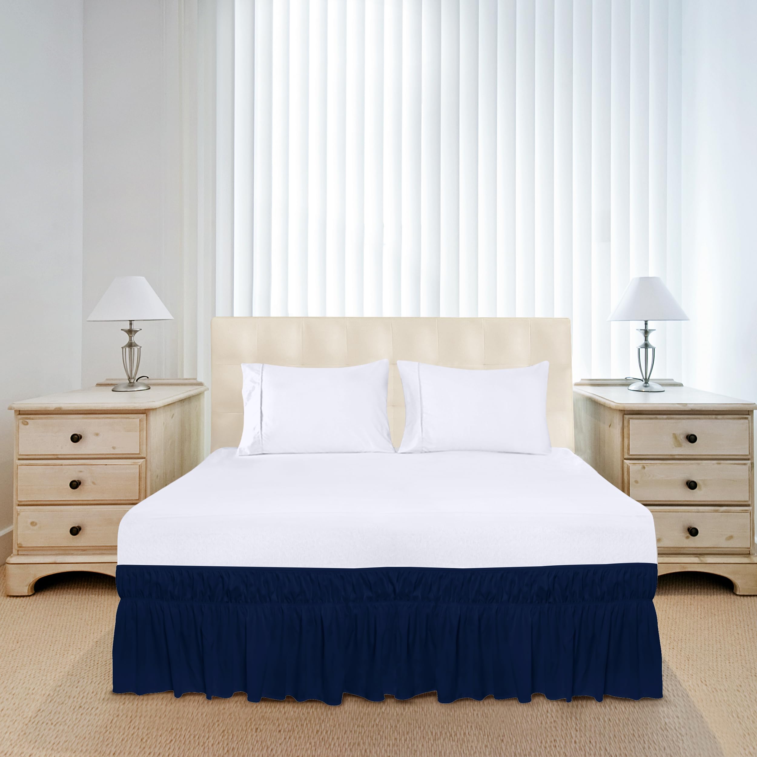 Foto 5 pulgar | Skirt Utopia Bedding Elástico De Microfibra Queen Navy - Venta Internacional.