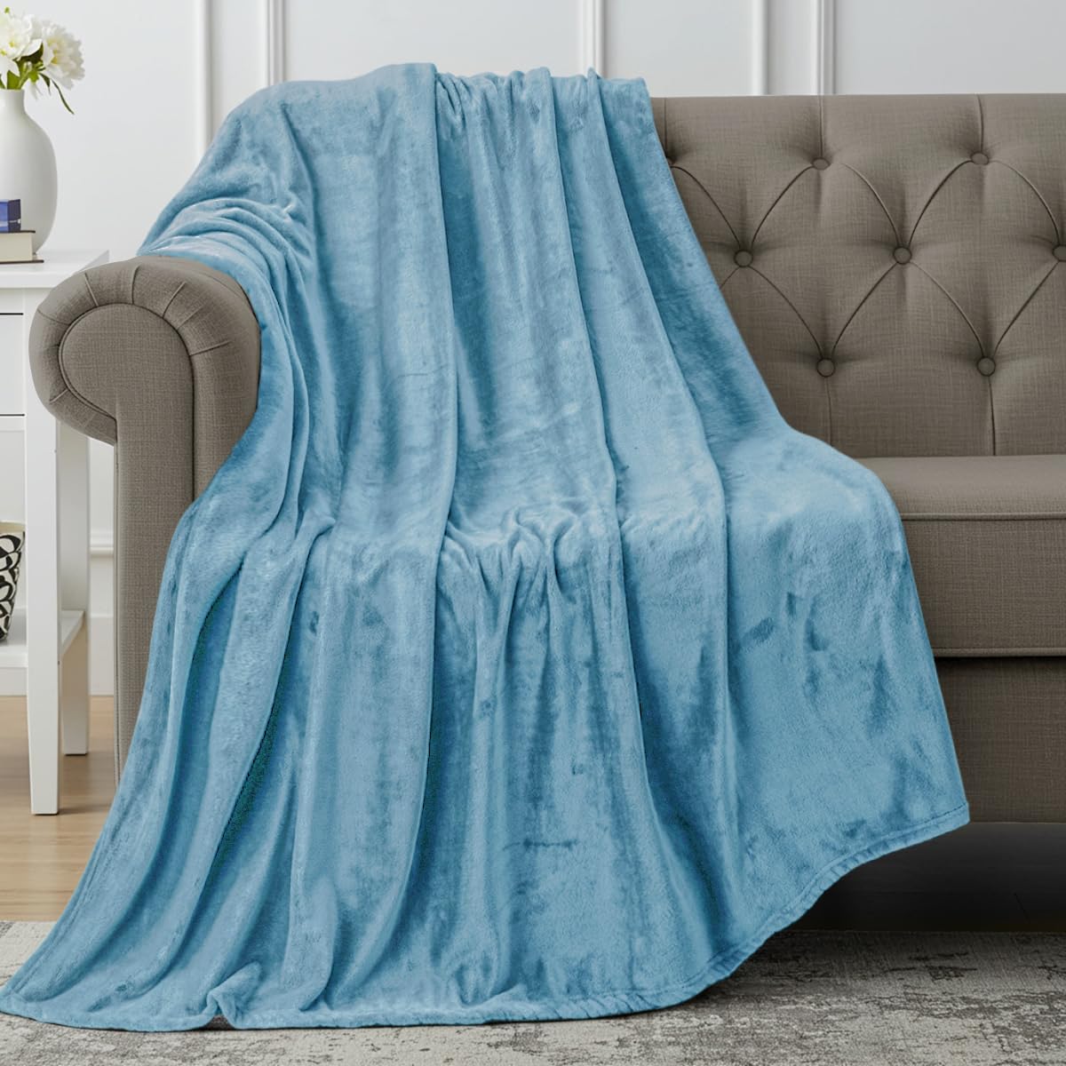 Manta Polar Blanket Utopia, Color Azul Lavado, 300 G/m², 130 X 150 Cm - Venta Internacional.