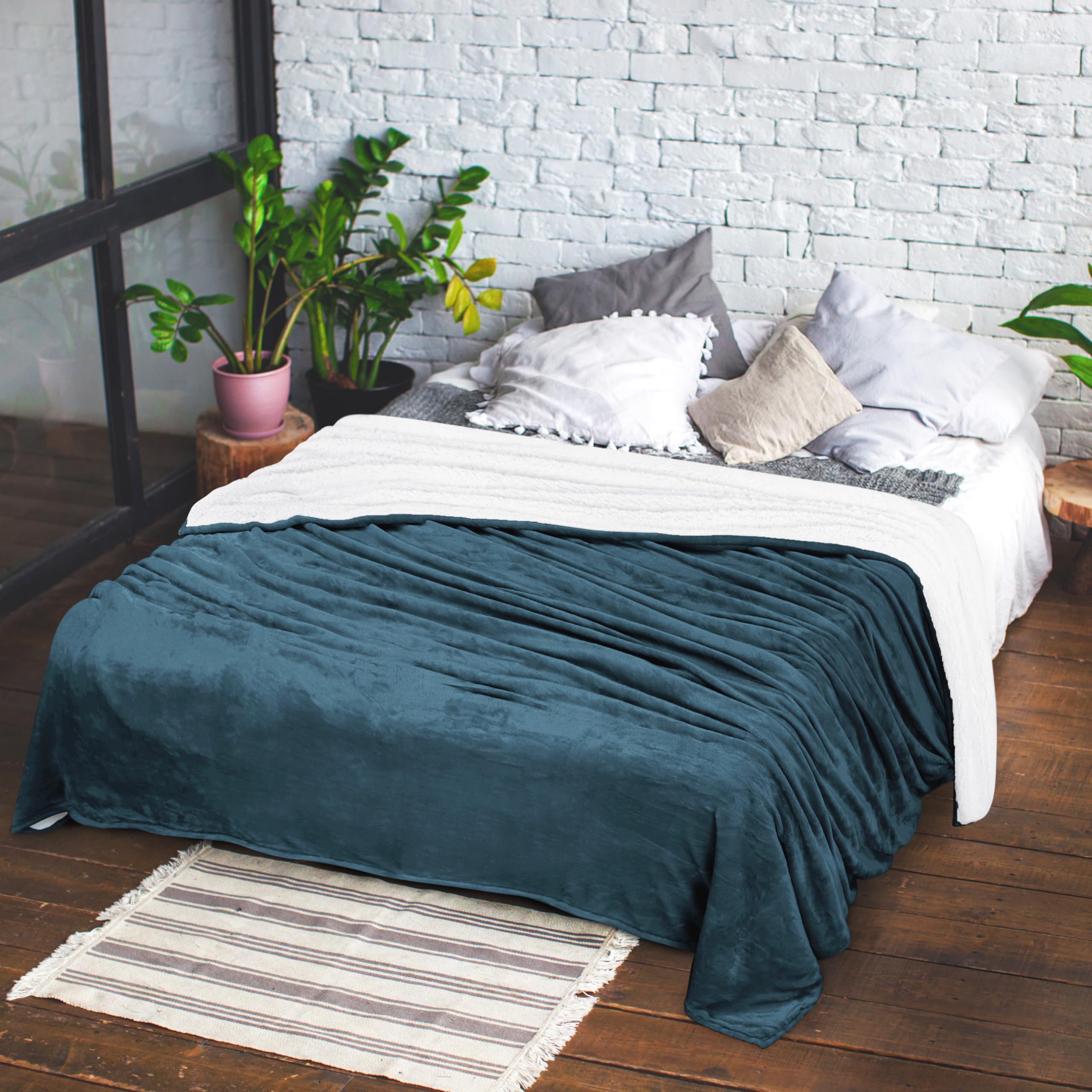Foto 3 pulgar | Manta Utopia Bedding Sherpa California King Stone Blue - Venta Internacional.