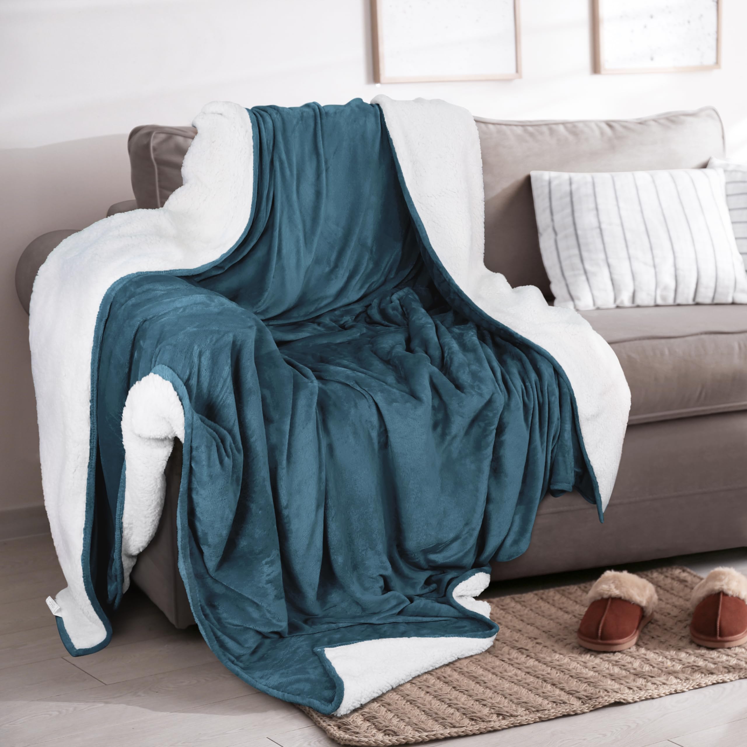 Foto 6 pulgar | Manta Utopia Bedding Sherpa California King Stone Blue - Venta Internacional.