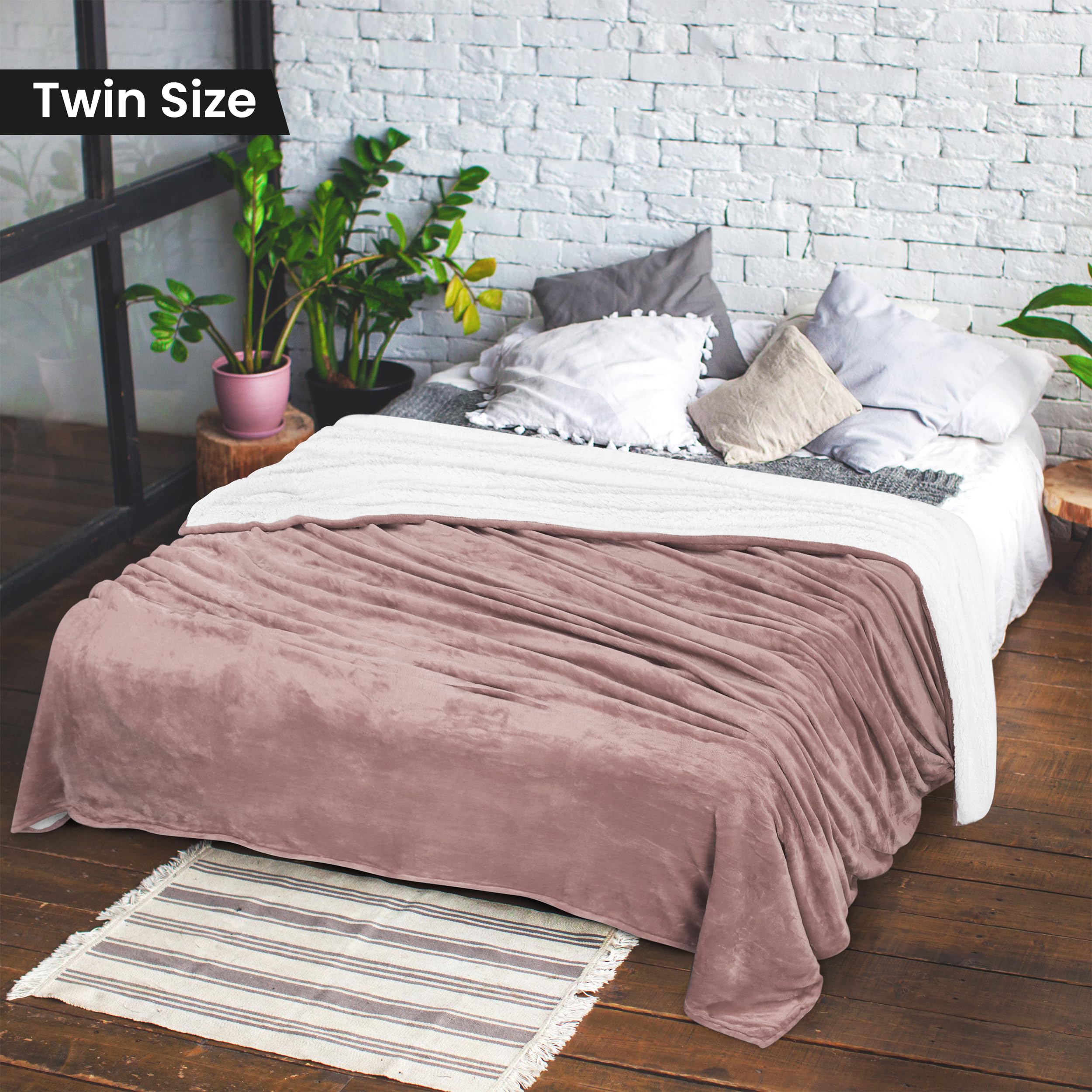 Foto 3 pulgar | Manta Utopia Bedding Sherpa, Tamaño Doble, Rosa, 168 X 152 Cm - Venta Internacional.