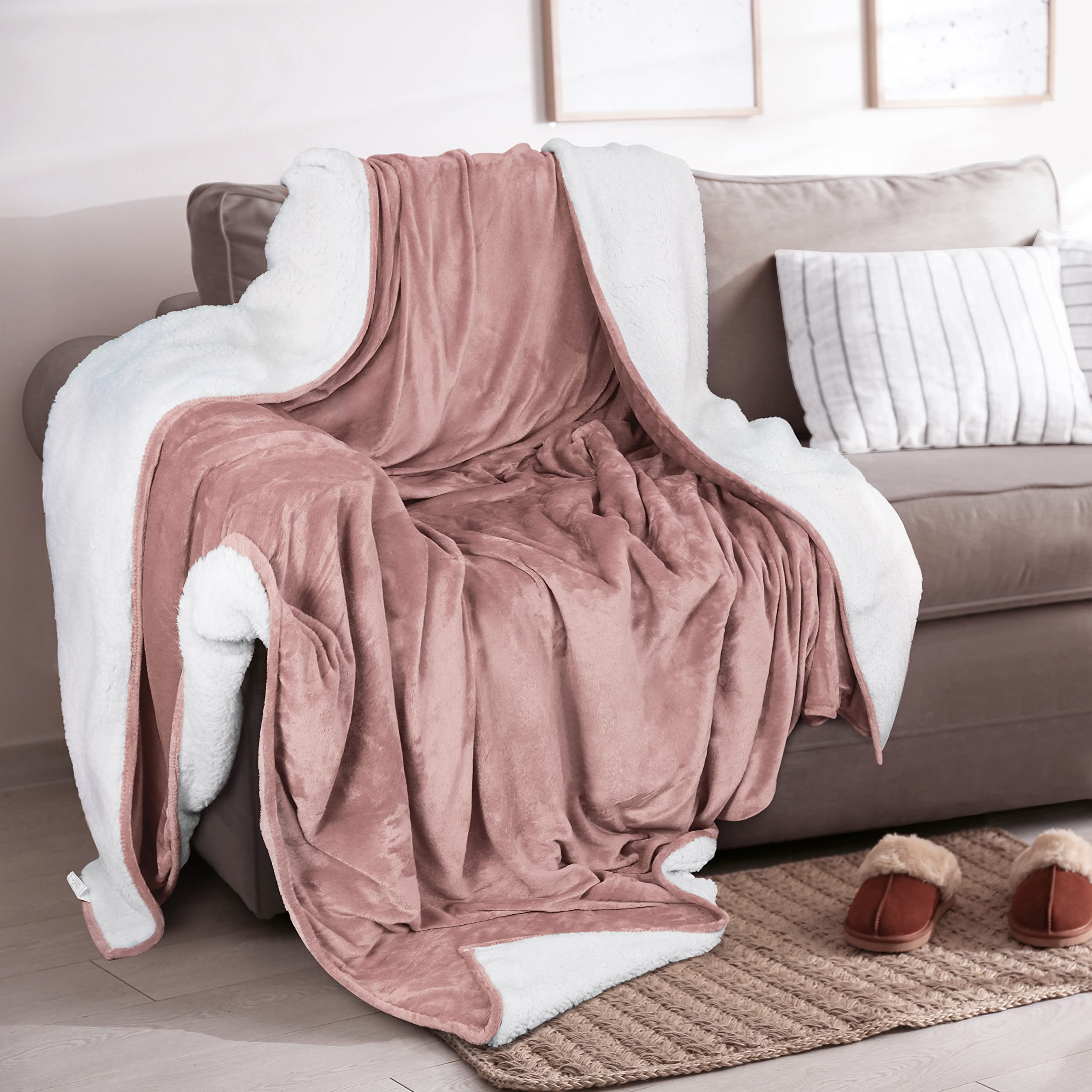 Foto 6 pulgar | Manta Utopia Bedding Sherpa, Tamaño Doble, Rosa, 168 X 152 Cm - Venta Internacional.