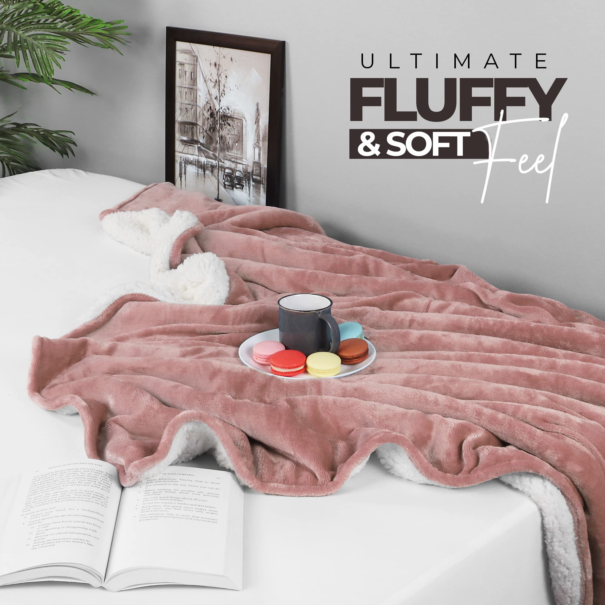 Foto 7 pulgar | Manta Utopia Bedding Sherpa, Tamaño Doble, Rosa, 168 X 152 Cm - Venta Internacional.